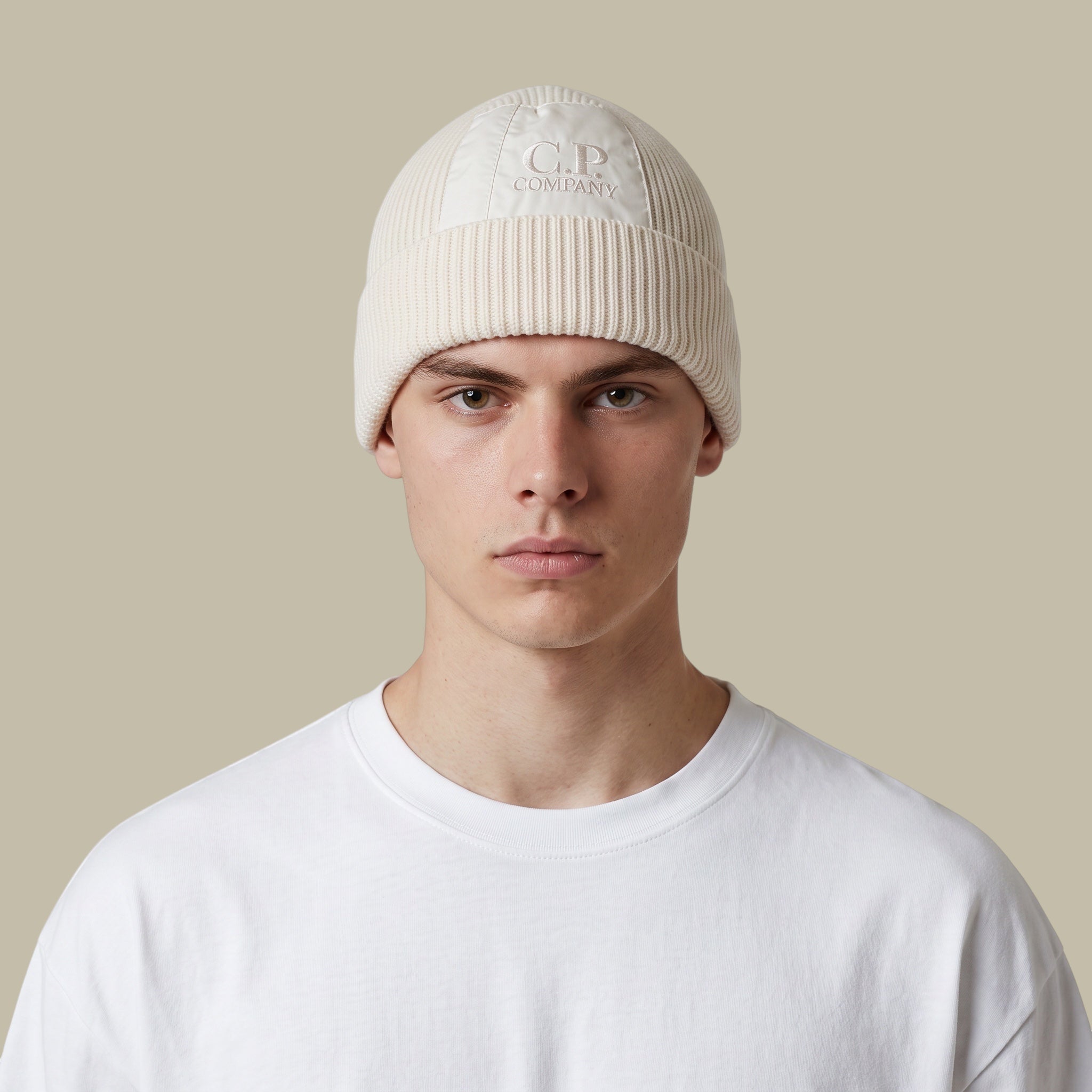 Bonnet C.P Company Blanc - Bi-Matière