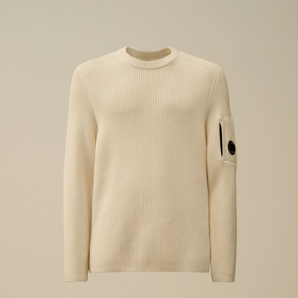 Pull  C.P. Company Blanc - Full Rib Crewneck