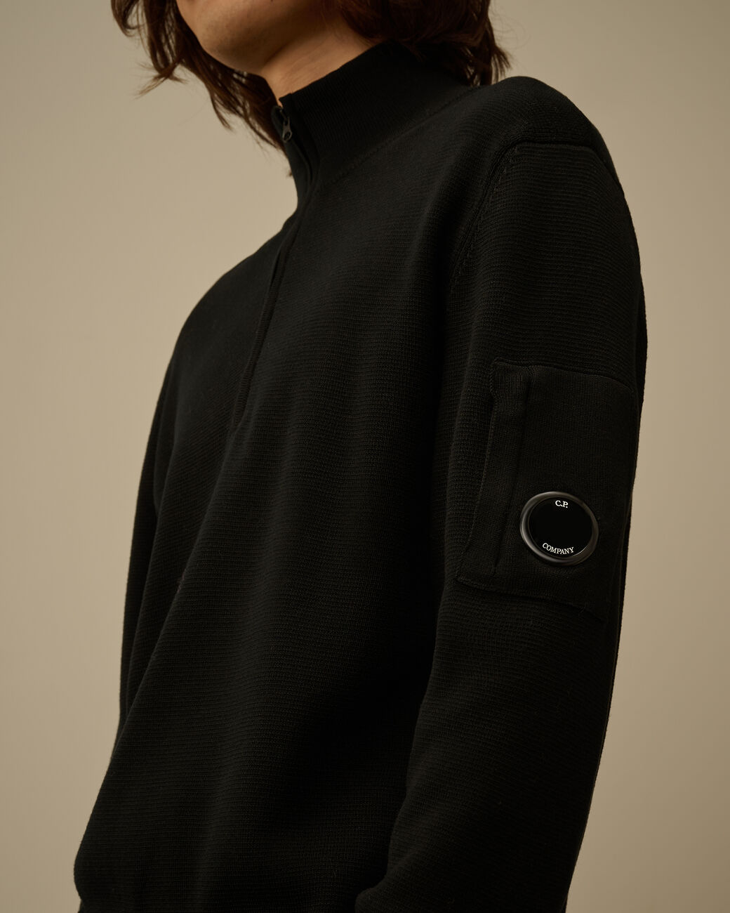 Pull  C.P. Company Noir - Camionneur Re-Wool