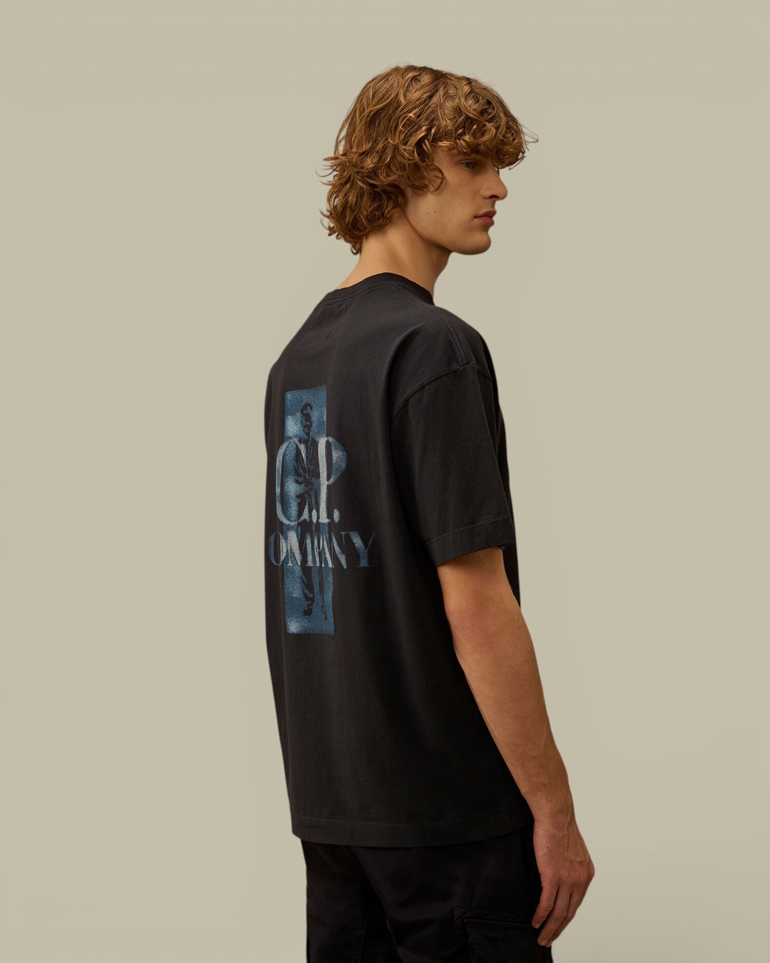 T-Shirt C.P. Company Bleu Marine - Logo Dans Le Dos C.P. Company