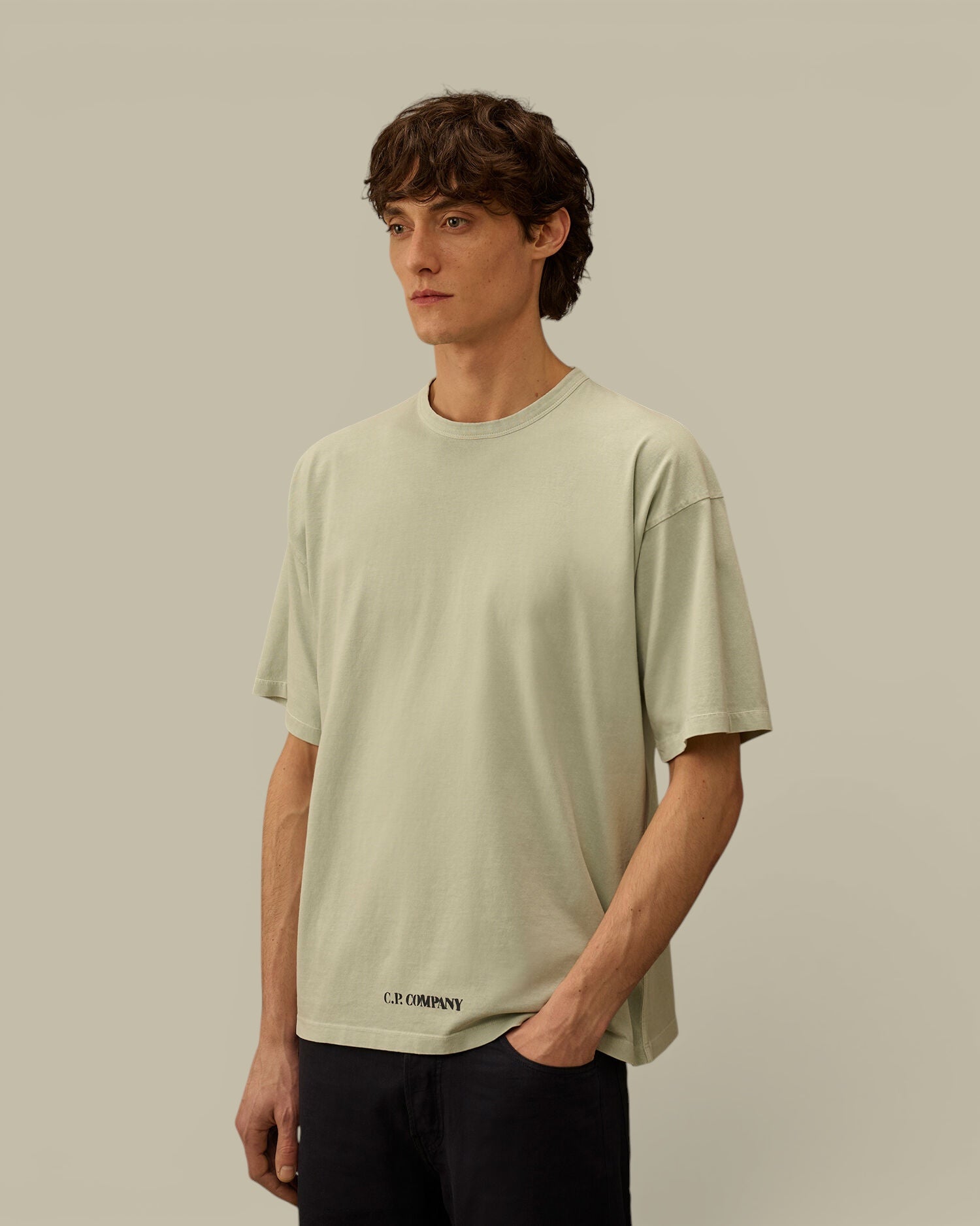 T-Shirt C.P. Company Turquoise - Logo Dans Le Dos C.P. Company