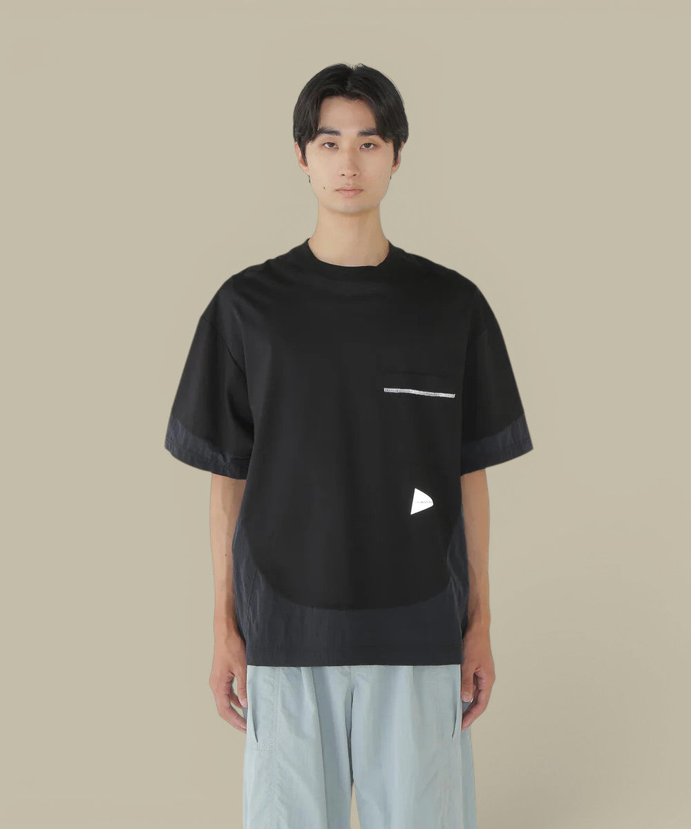 T-Shirt And wander Noir - Bi matière And Wander