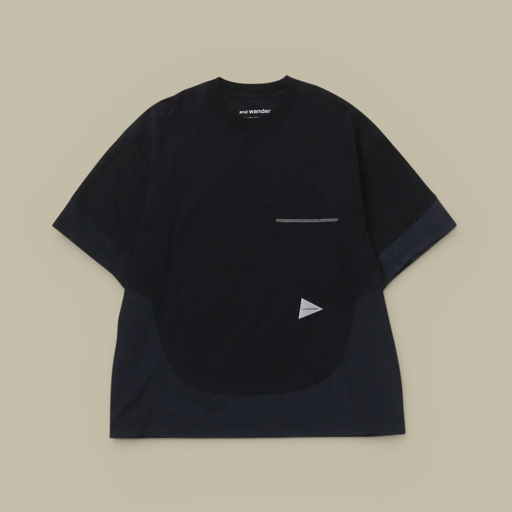 T-Shirt And wander Noir - Bi matière And Wander