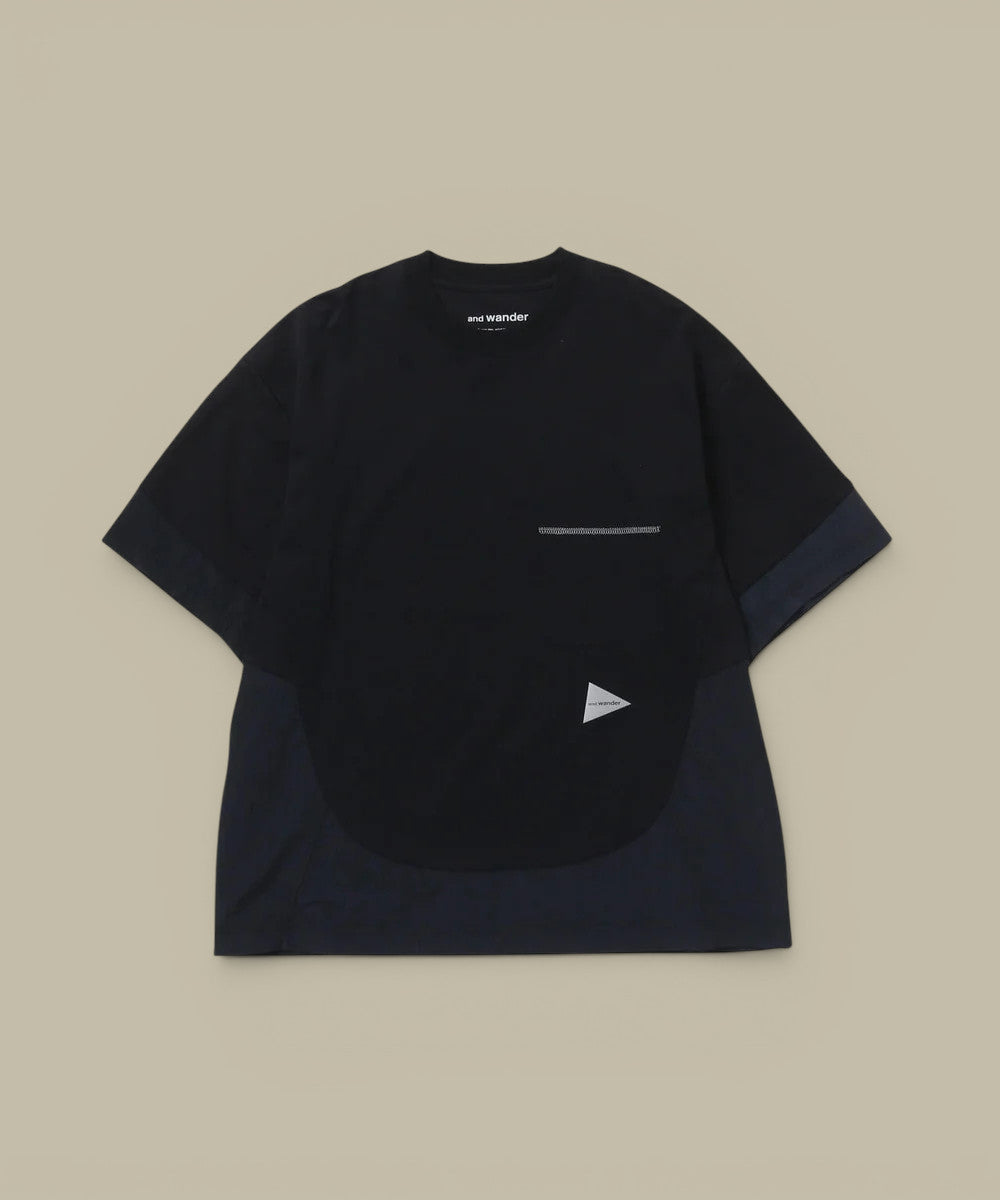 T-Shirt And wander Noir - Bi matière And Wander