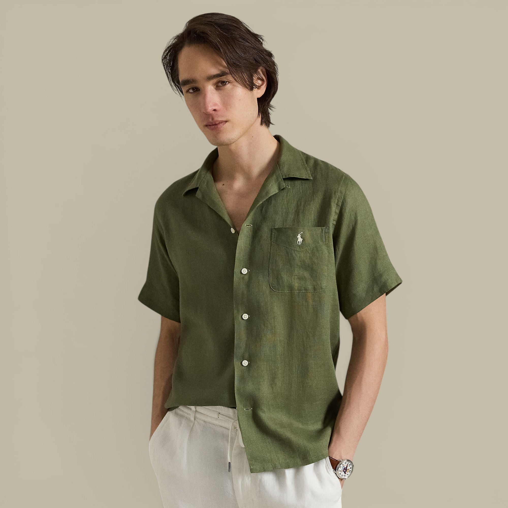 Chemise Manches Courtes Ralph Lauren Kaki - Lin Ralph Lauren