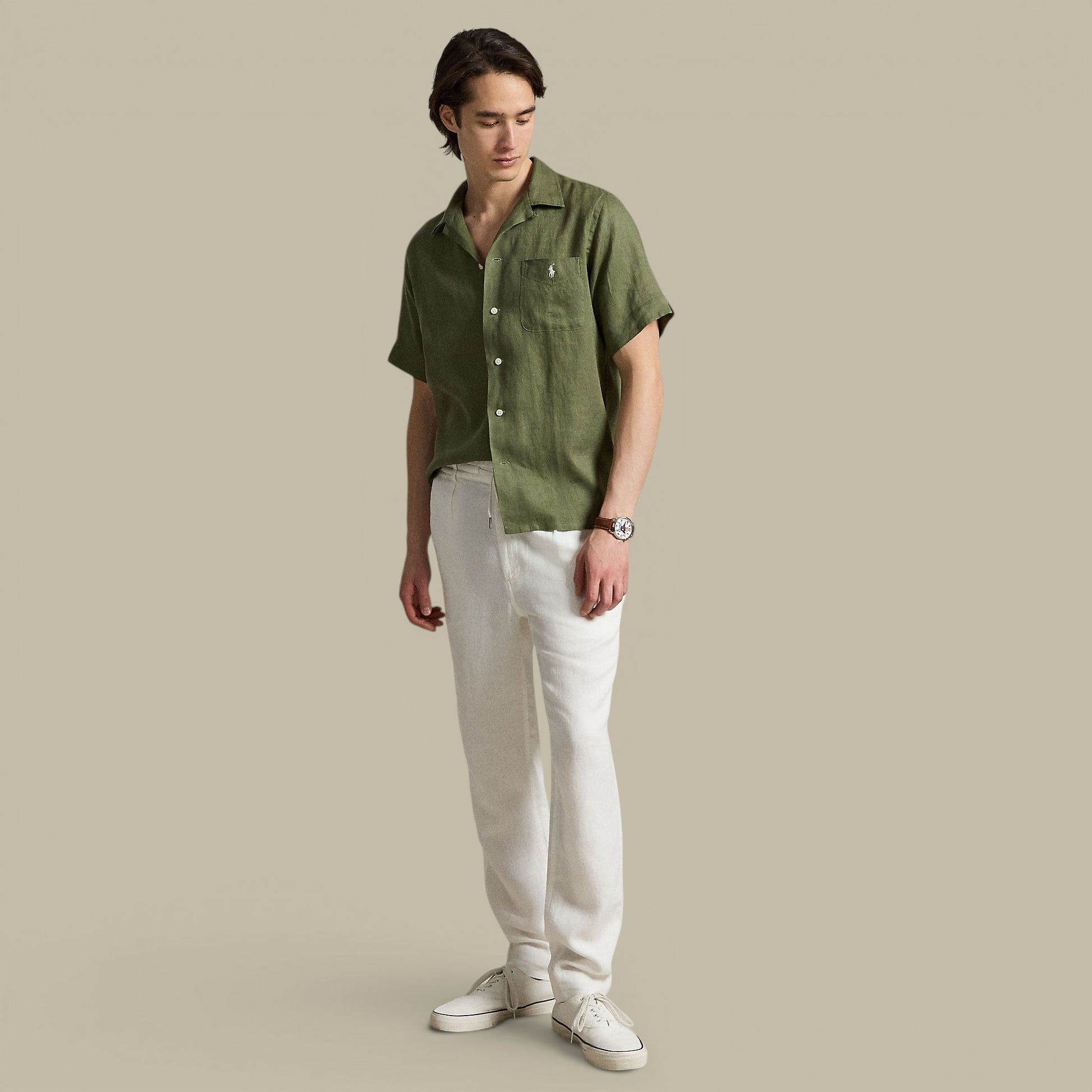 Chemise Manches Courtes Ralph Lauren Kaki - Lin Ralph Lauren