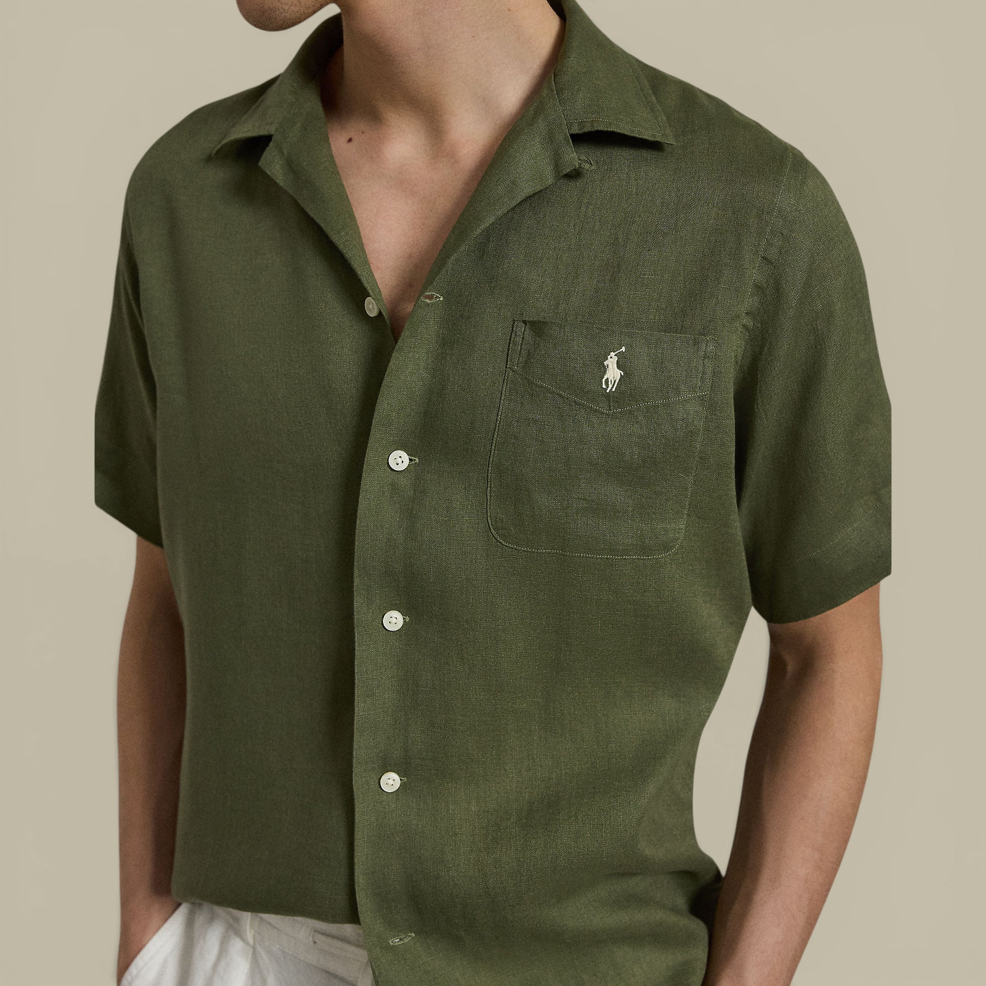Chemise Manches Courtes Ralph Lauren Kaki - Lin Ralph Lauren
