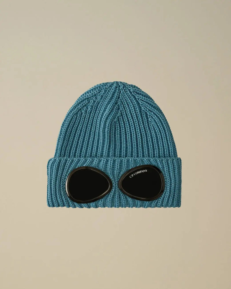 Bonnet C.P. Company bleu à lunettes Goggle