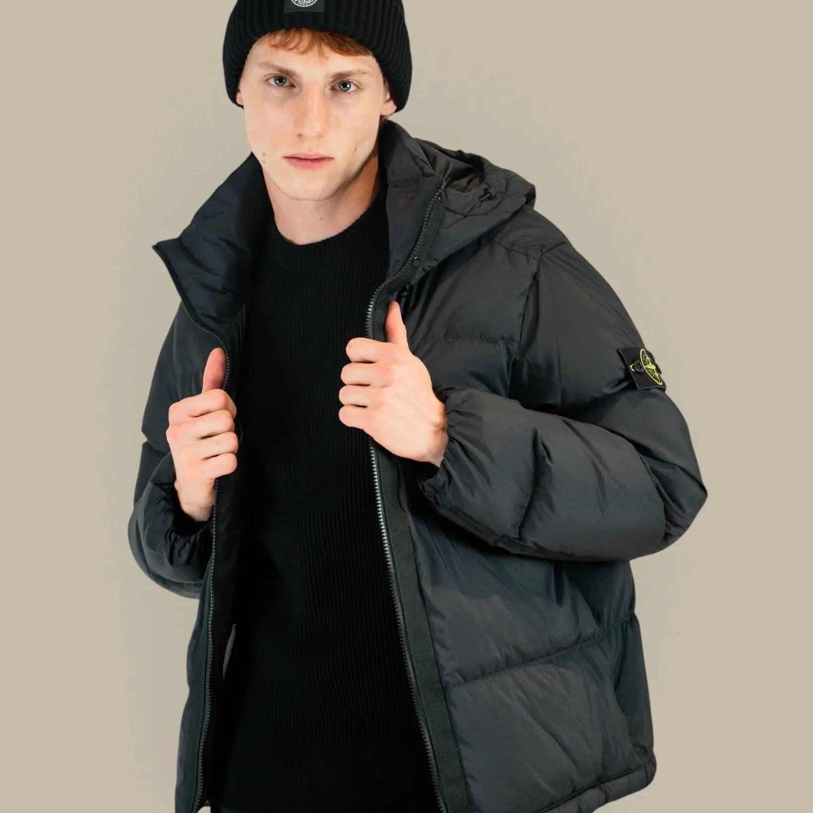 Doudoune à Capuche Stone Island Noir - Ripstop Matt Stone Island