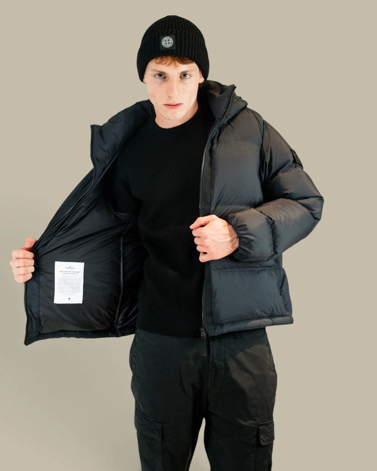 Doudoune à Capuche Stone Island Noir - Ripstop Matt Stone Island