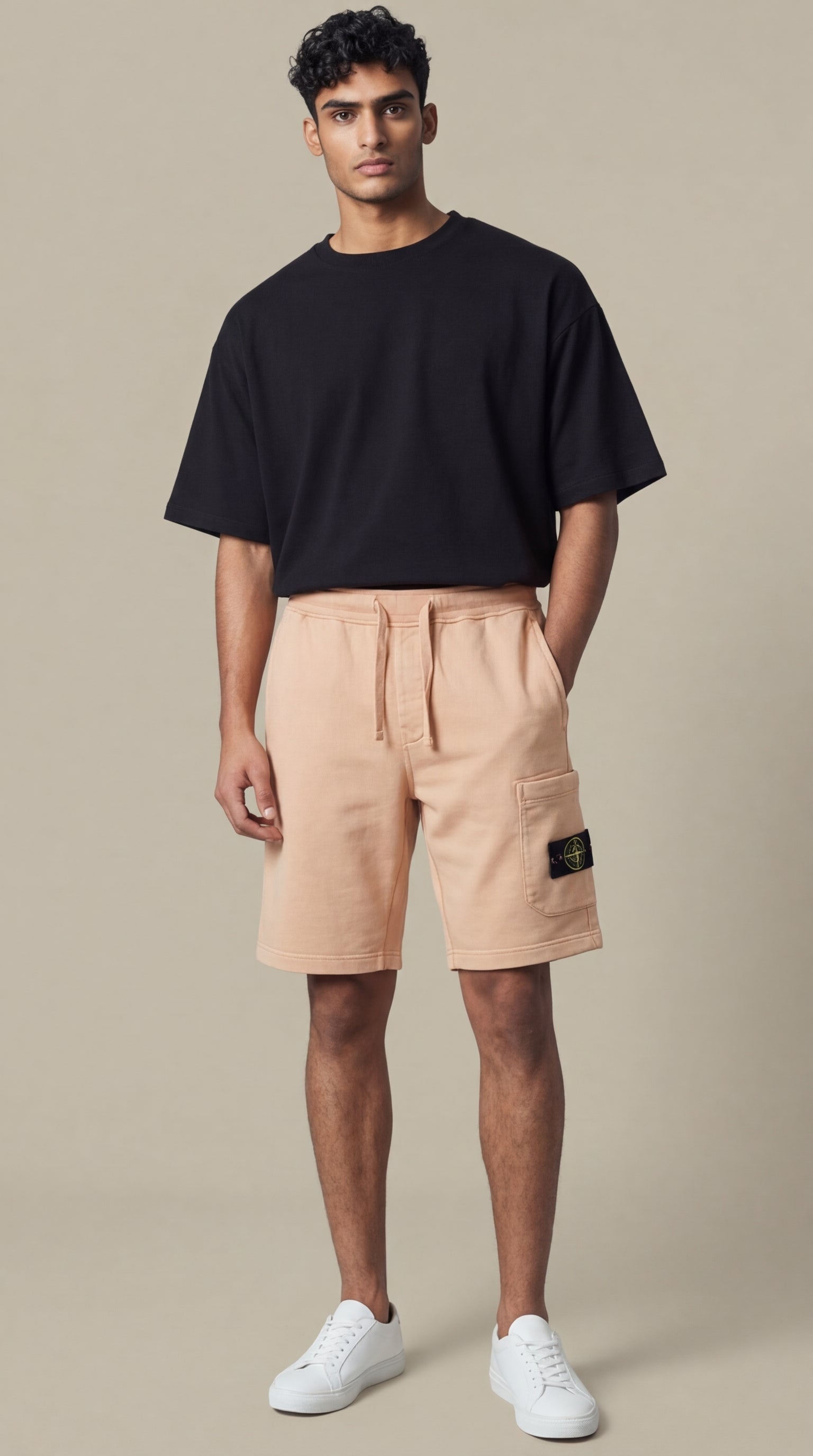 Short Stone Island Rose pâle - Coton Stone Island
