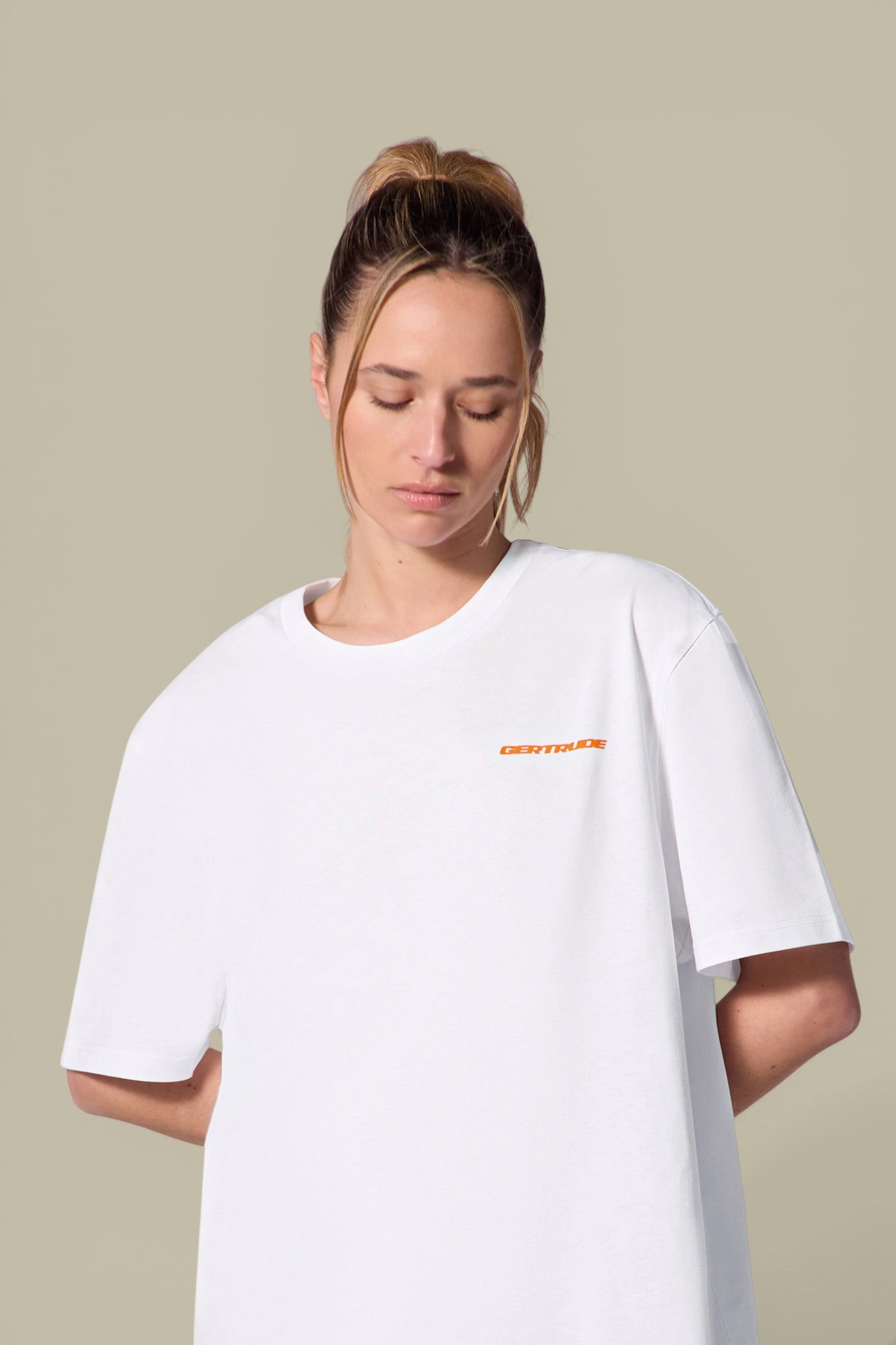 T-Shirt Gertrude Blanc Orange - Leonce Geometry Gertrude