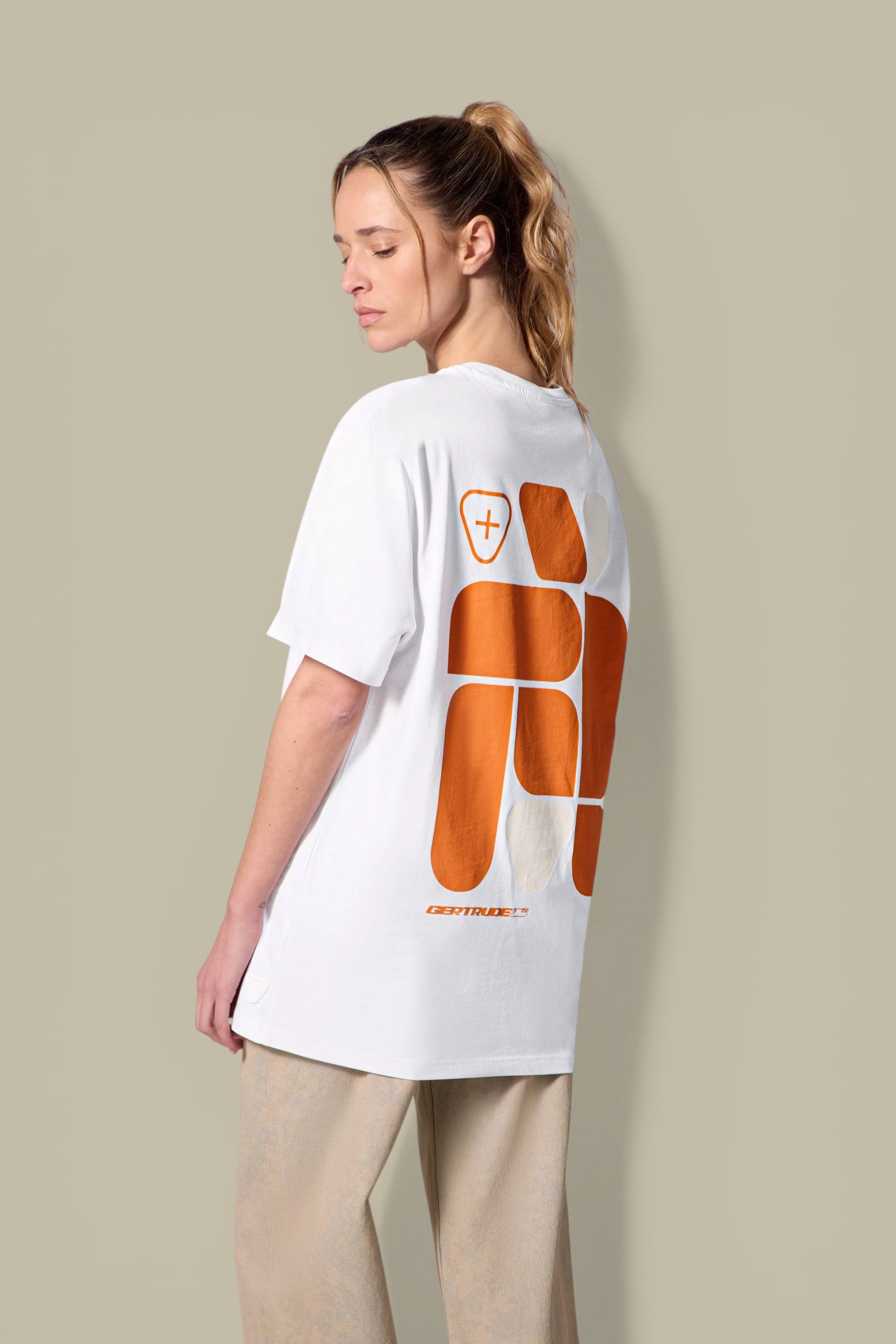 T-Shirt Gertrude Blanc Orange - Leonce Geometry Gertrude
