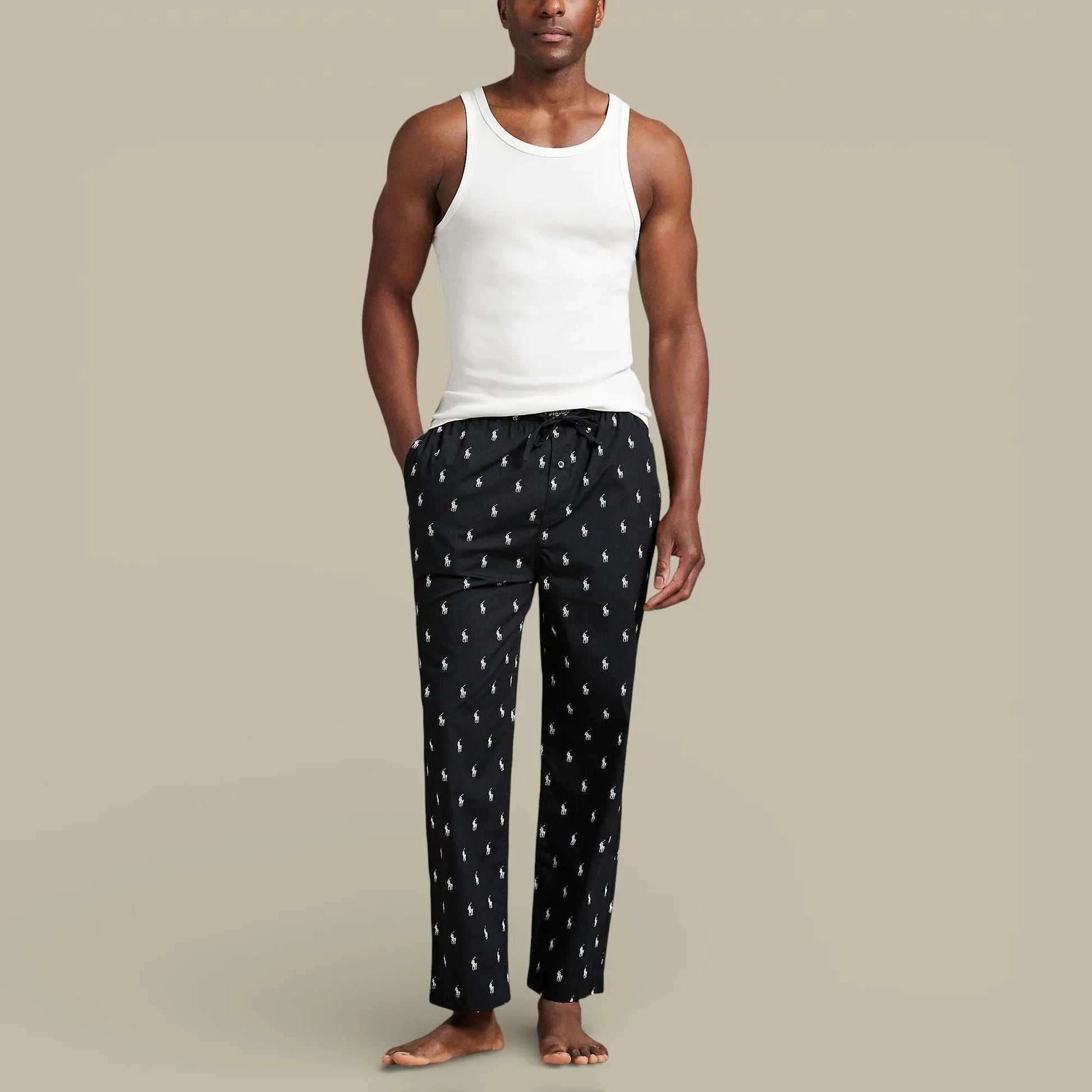 Pantalon Ralph Lauren Noir - Monogramme - pantalon