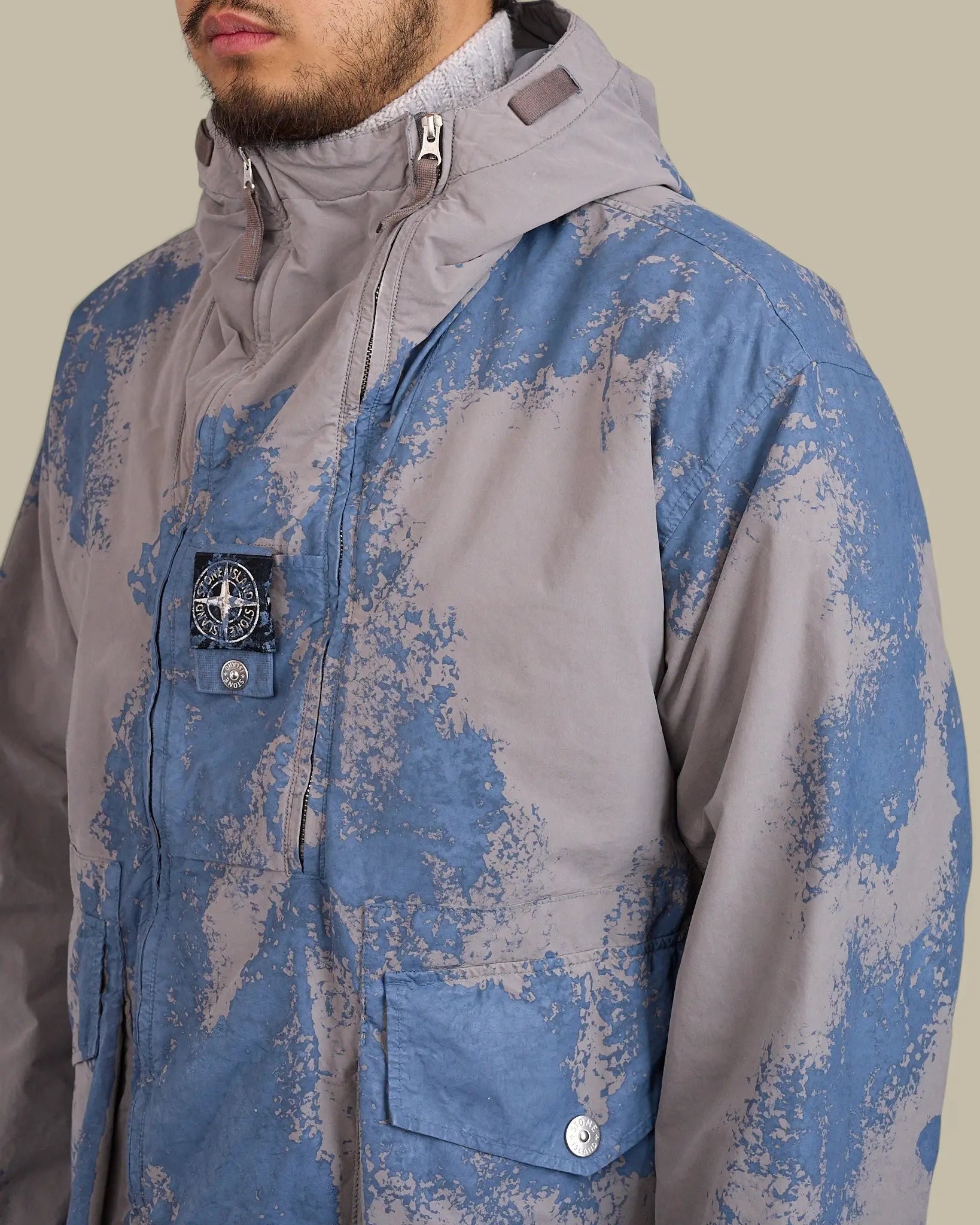 Parka Stone Island Gris - Hand Painted David Light-Tc Stone Island