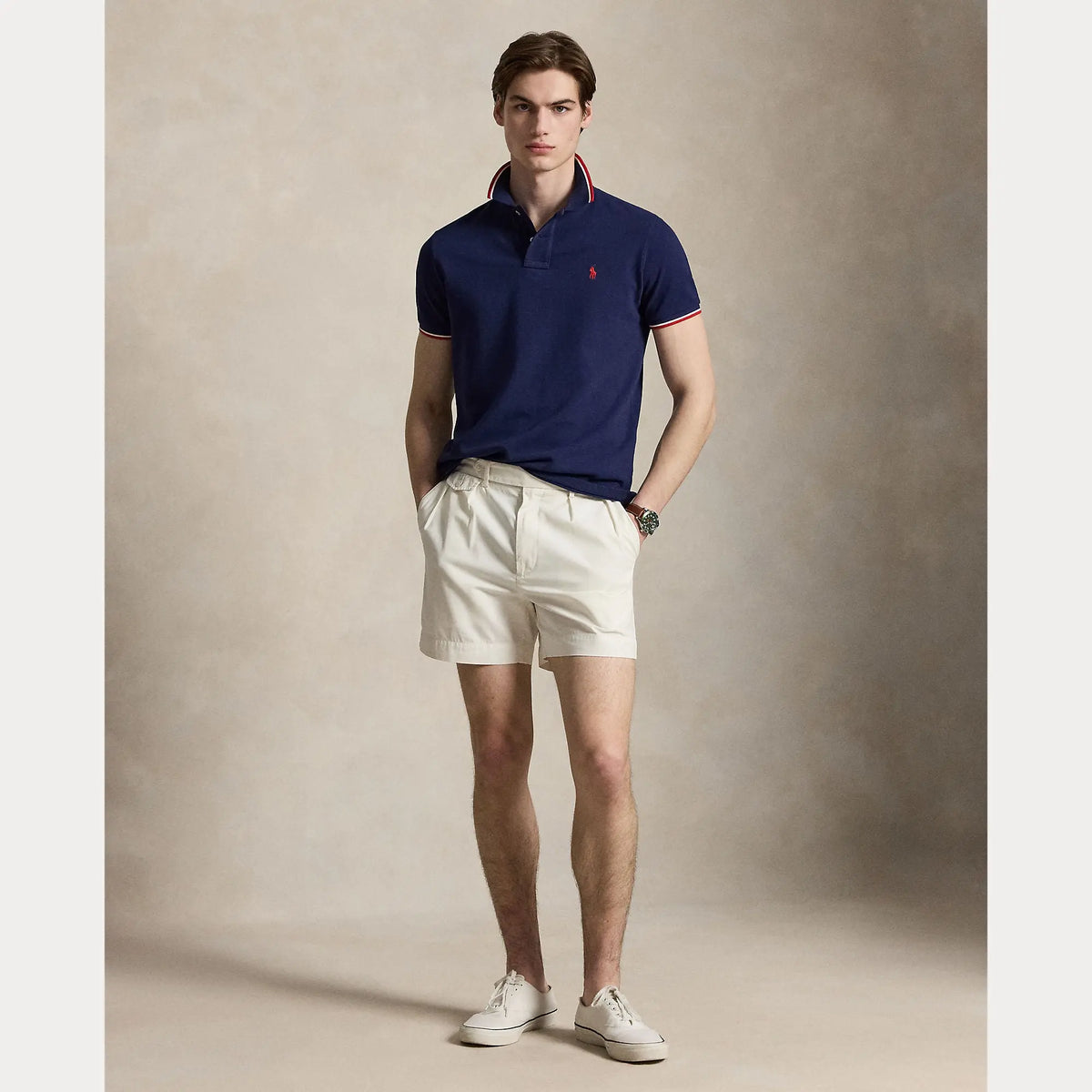 Polo Ralp Lauren Bleu -  POLO À MAILLES MATELON PERSONNALISÉES SLIM FIT Ralph Lauren