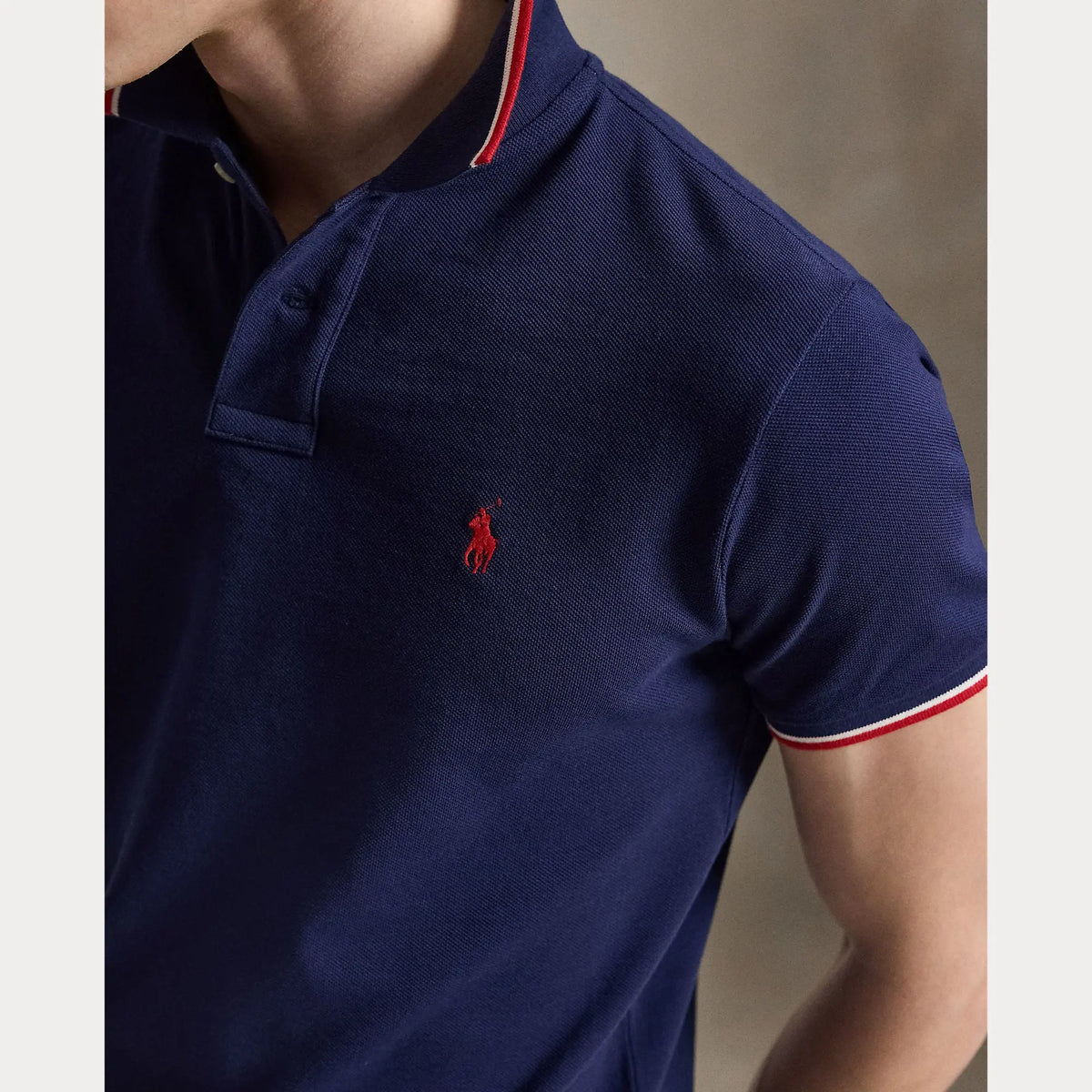 Polo Ralp Lauren Bleu -  POLO À MAILLES MATELON PERSONNALISÉES SLIM FIT Ralph Lauren