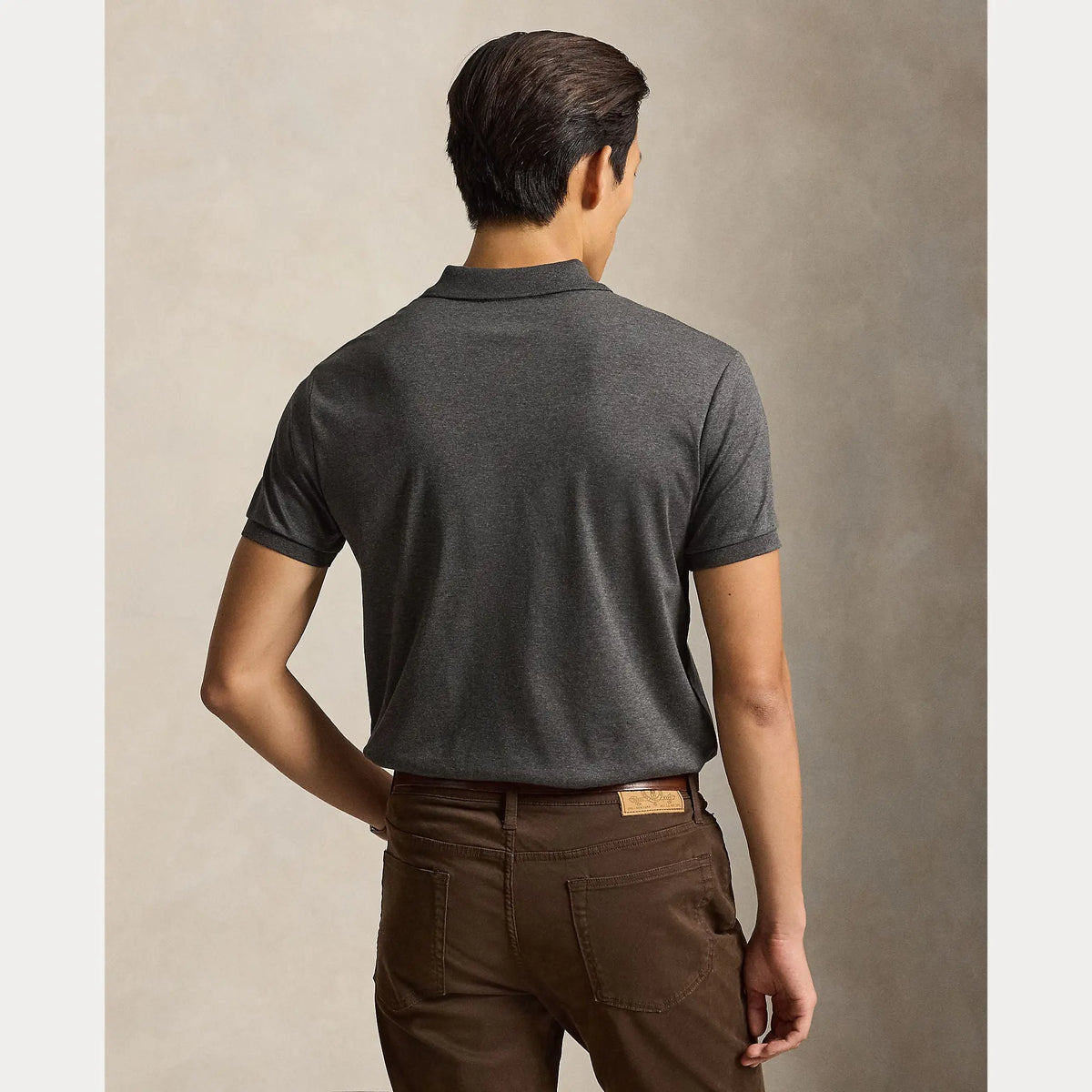 Polo Ralph Lauren Gris - Polo en coton doux coupe ajustée Ralph Lauren