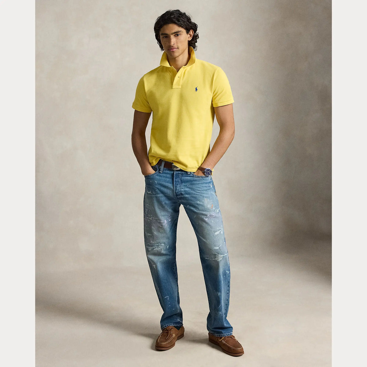 Polo Ralph Lauren Jaune - L'EMBLÉMATIQUE CUSTOM SLIM FIT MESH POLO Ralph Lauren