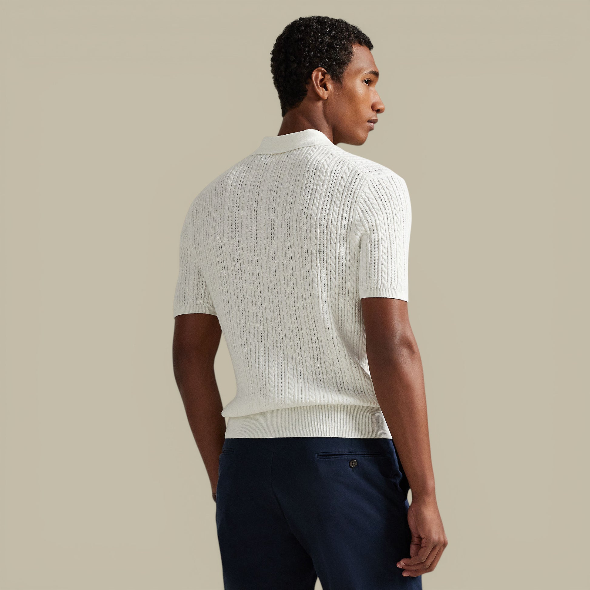 Polo en Maille Torsadée Ralph Lauren - Blanc Ralph Lauren