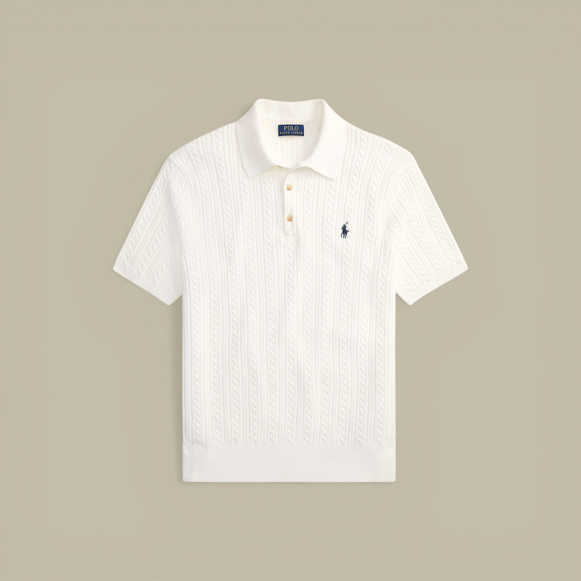 Polo en Maille Torsadée Ralph Lauren - Blanc Ralph Lauren