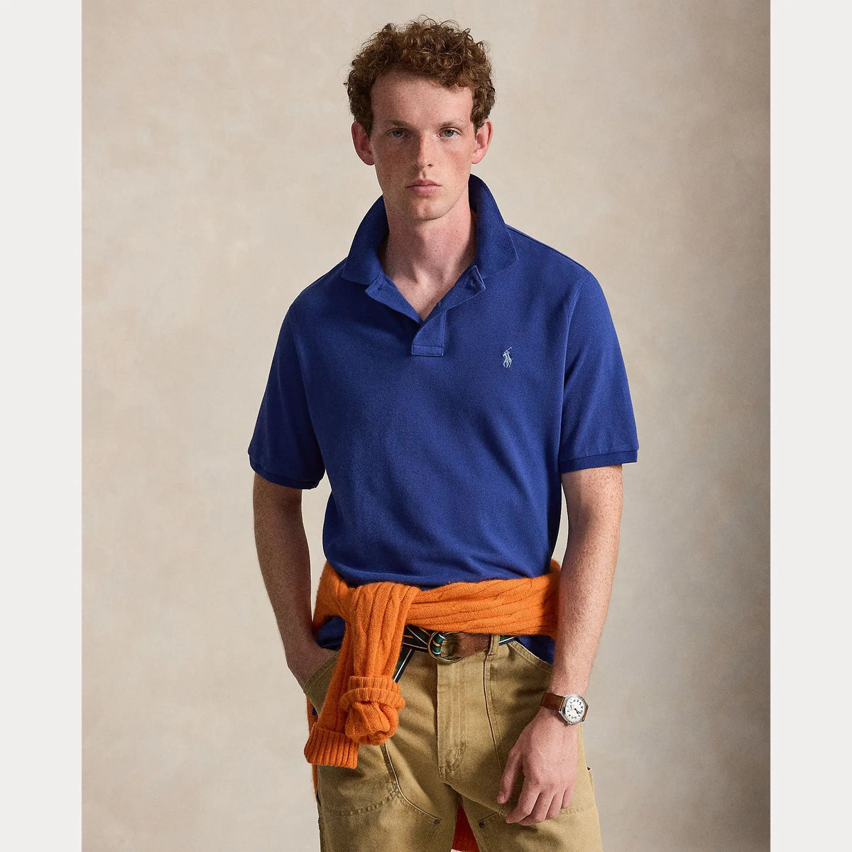 Polo Ralph Lauren Bleu - Polo en maille coupe ajustée Ralph Lauren