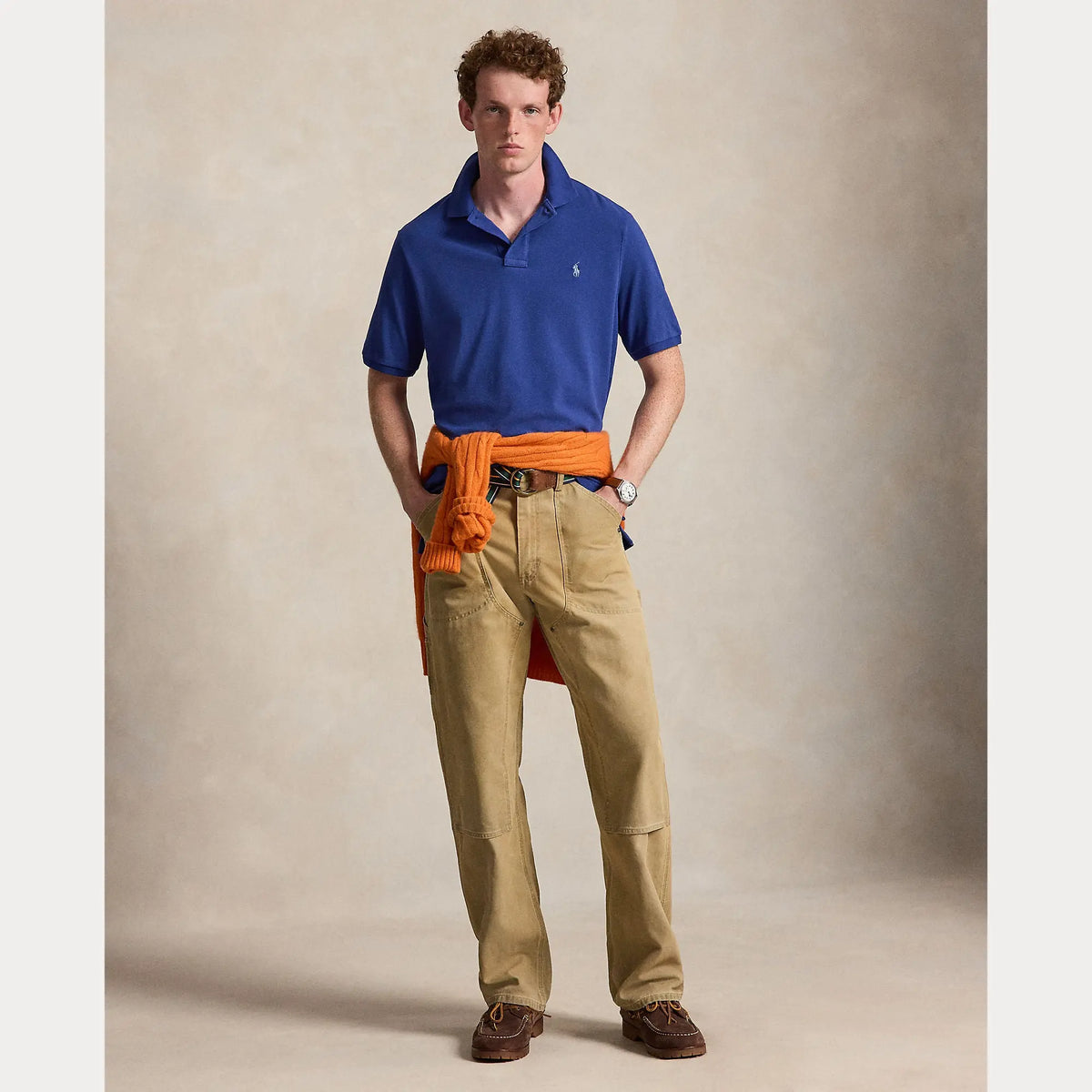 Polo Ralph Lauren Bleu - Polo en maille coupe ajustée Ralph Lauren