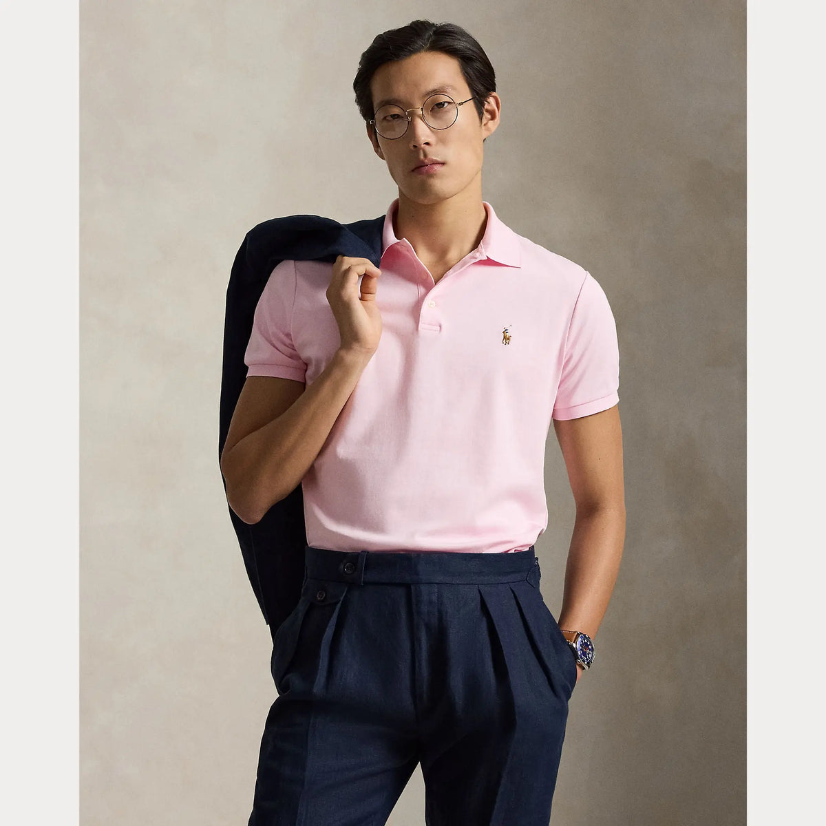 Polo Ralph Lauren Rose -  POLO EN COTON DOUX À FEU SLIM Ralph Lauren