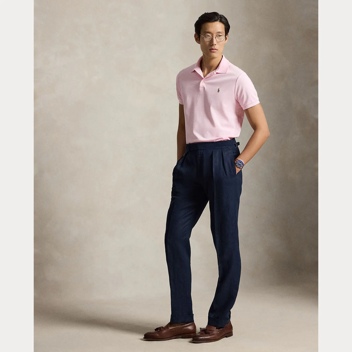 Polo Ralph Lauren Rose -  POLO EN COTON DOUX À FEU SLIM Ralph Lauren