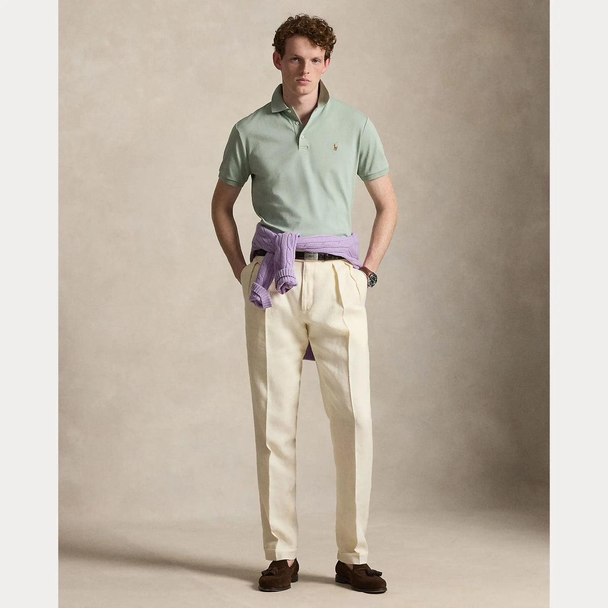 Polo Ralph Lauren Vert - Polo en coton doux coupe ajustée Ralph Lauren