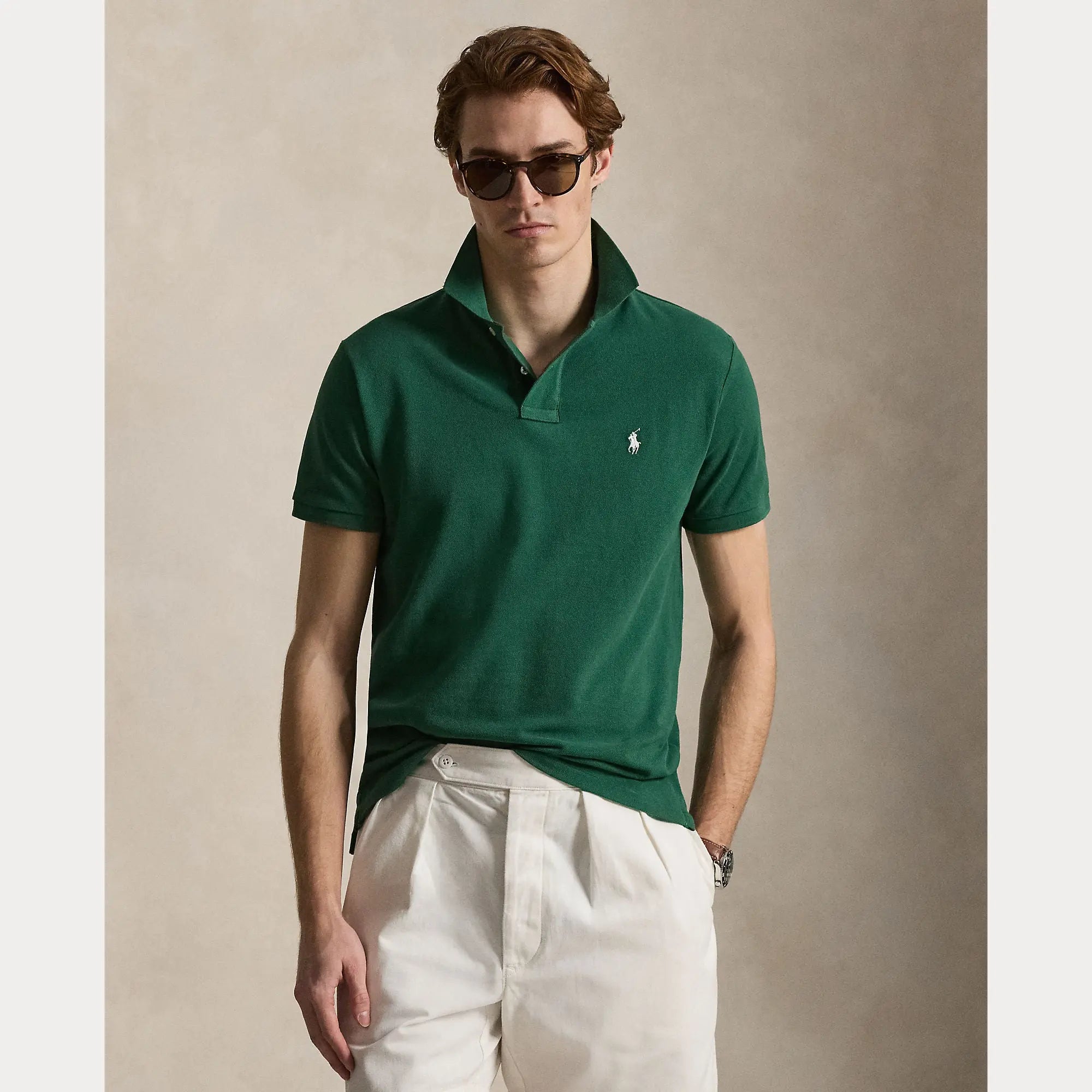 Polo Ralph Lauren Vert - L'EMBLÉMATIQUE CUSTOM SLIM FIT MESH POLO Ralph Lauren