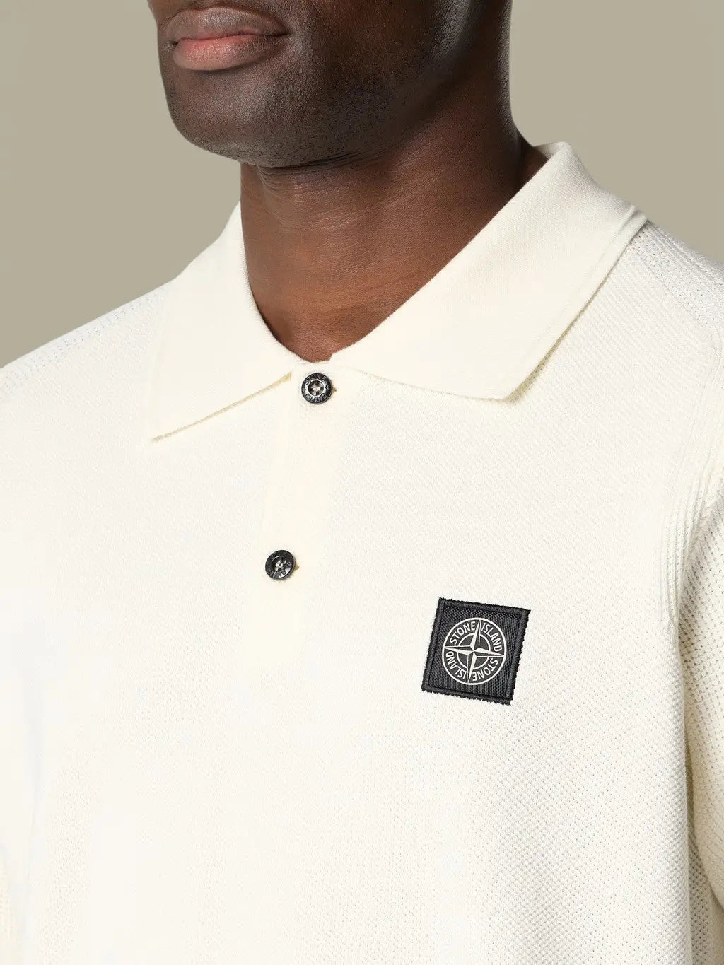 Polo Stone Island Crème - Micro Stitch Soft - polo