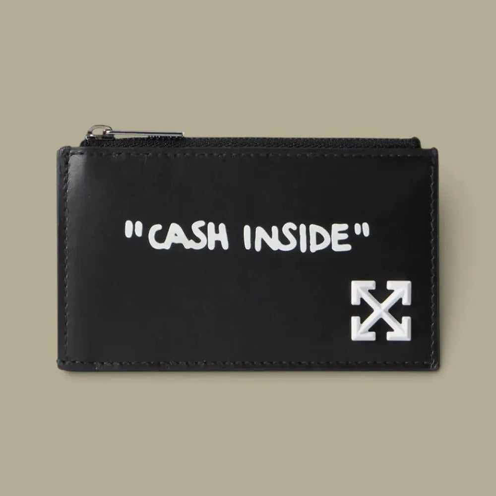 Porte Carte Off-White Noir - Zipped Off-White