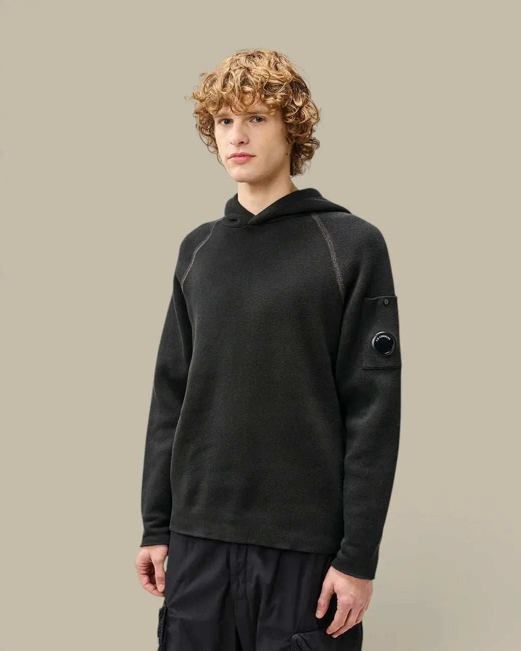 Pull à Capuche C.P. Company Noir - Coton Chenille C.P. Company