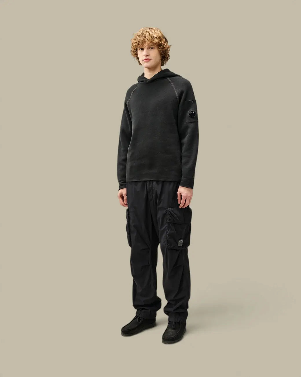 Pull à Capuche C.P. Company Noir - Coton Chenille C.P. Company
