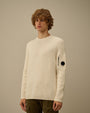 Pull C.P. Company Blanc - Full Rib Crewneck - Pull