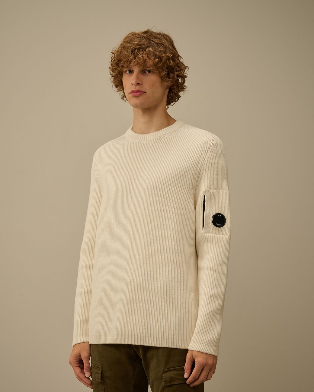 Pull C.P. Company Blanc - Full Rib Crewneck - Pull
