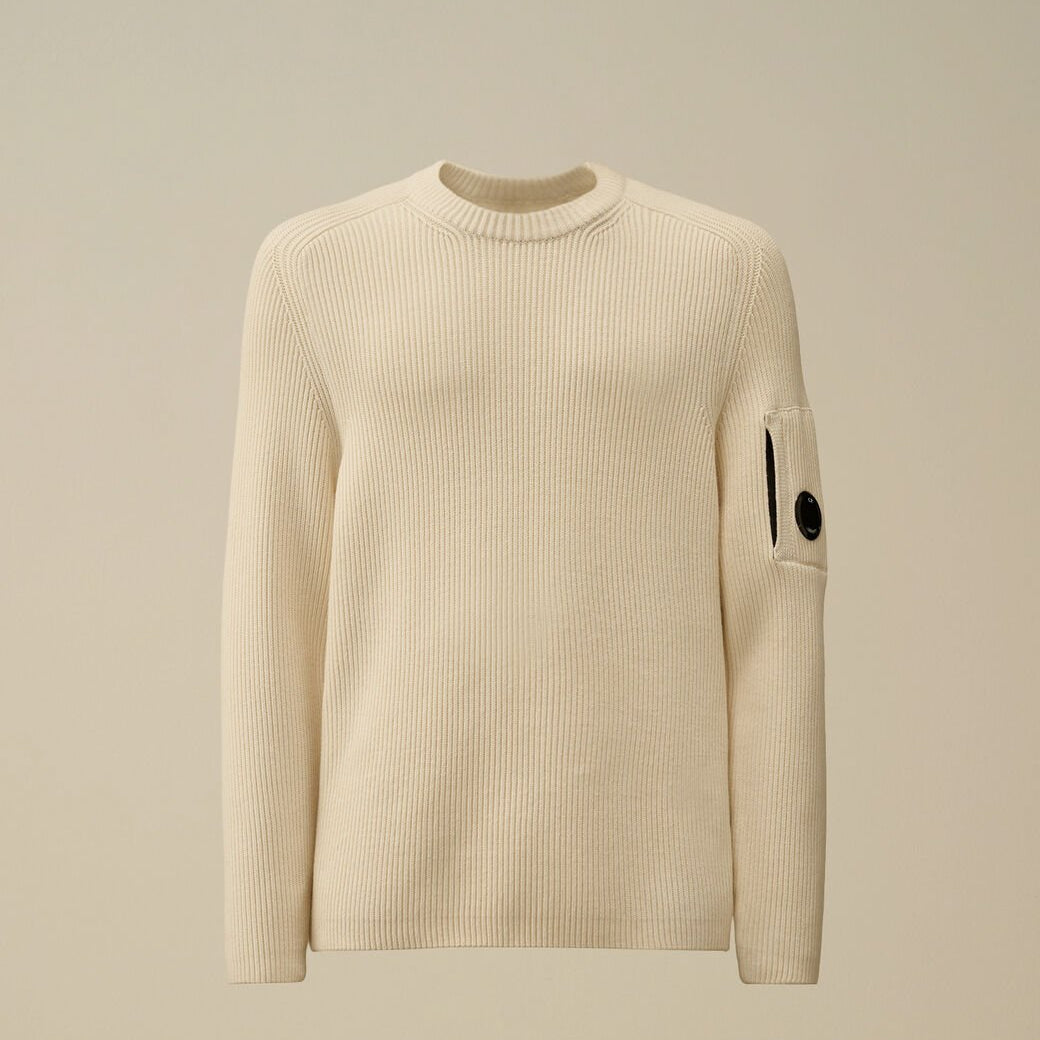 Pull C.P. Company Blanc - Full Rib Crewneck - Pull