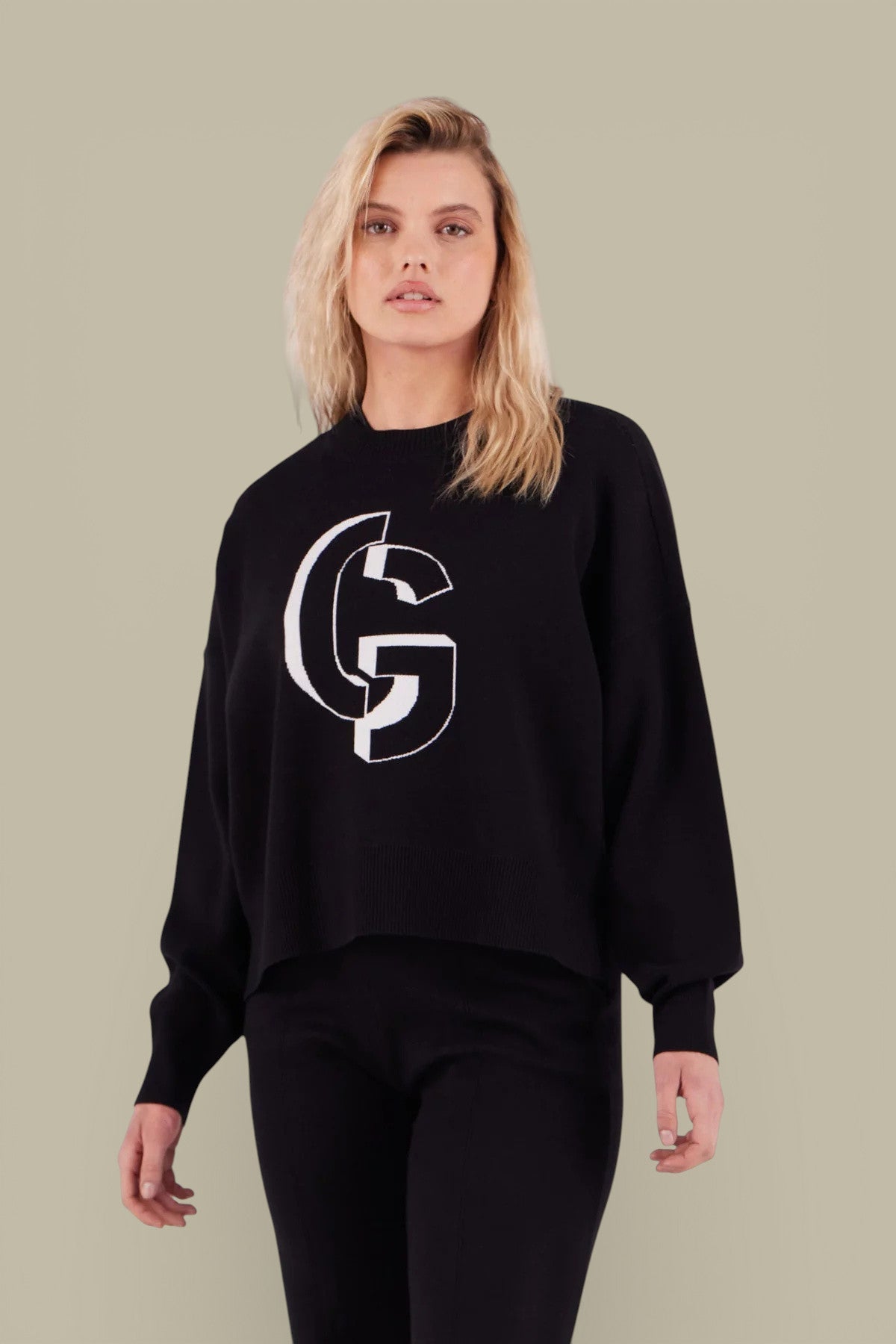 Pull Gertrude Femme Noir - Maille jacquard ample Natalia - Pull