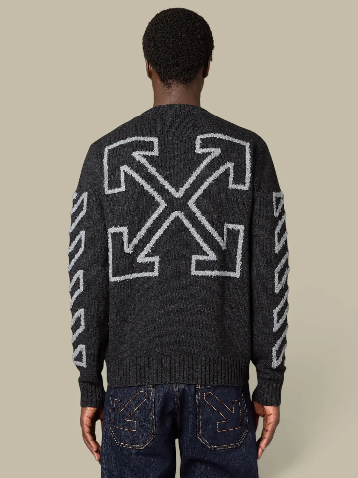 Pull Off-White Gris - Diag Arrow Off-White