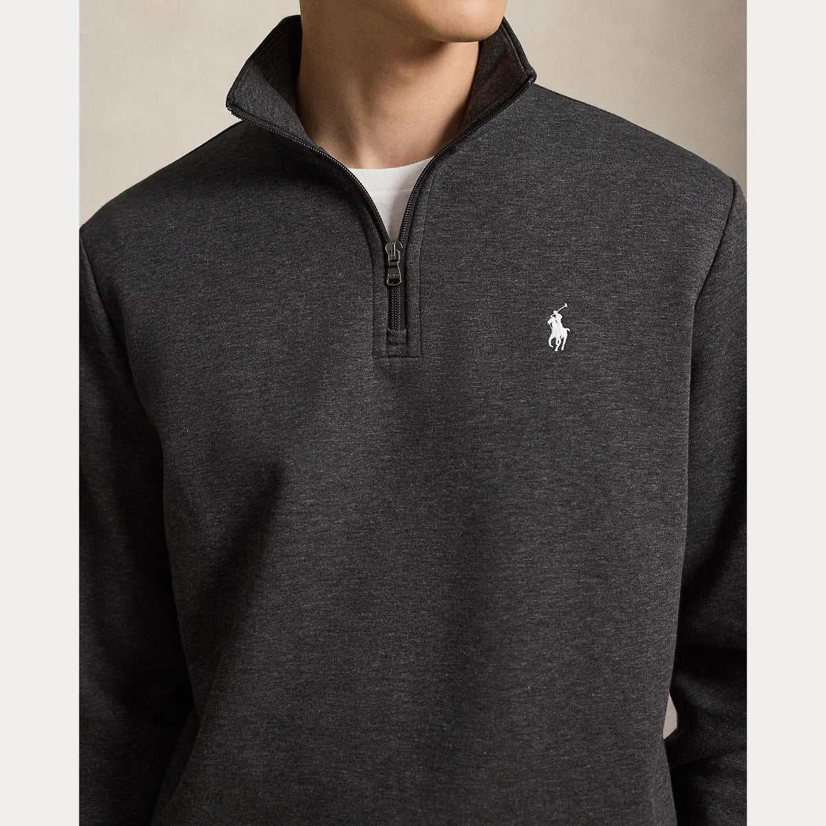 Pull Ralph Lauren Gris - PULL À QUART DE ZIP EN MAILLE DOUBLE Ralph Lauren