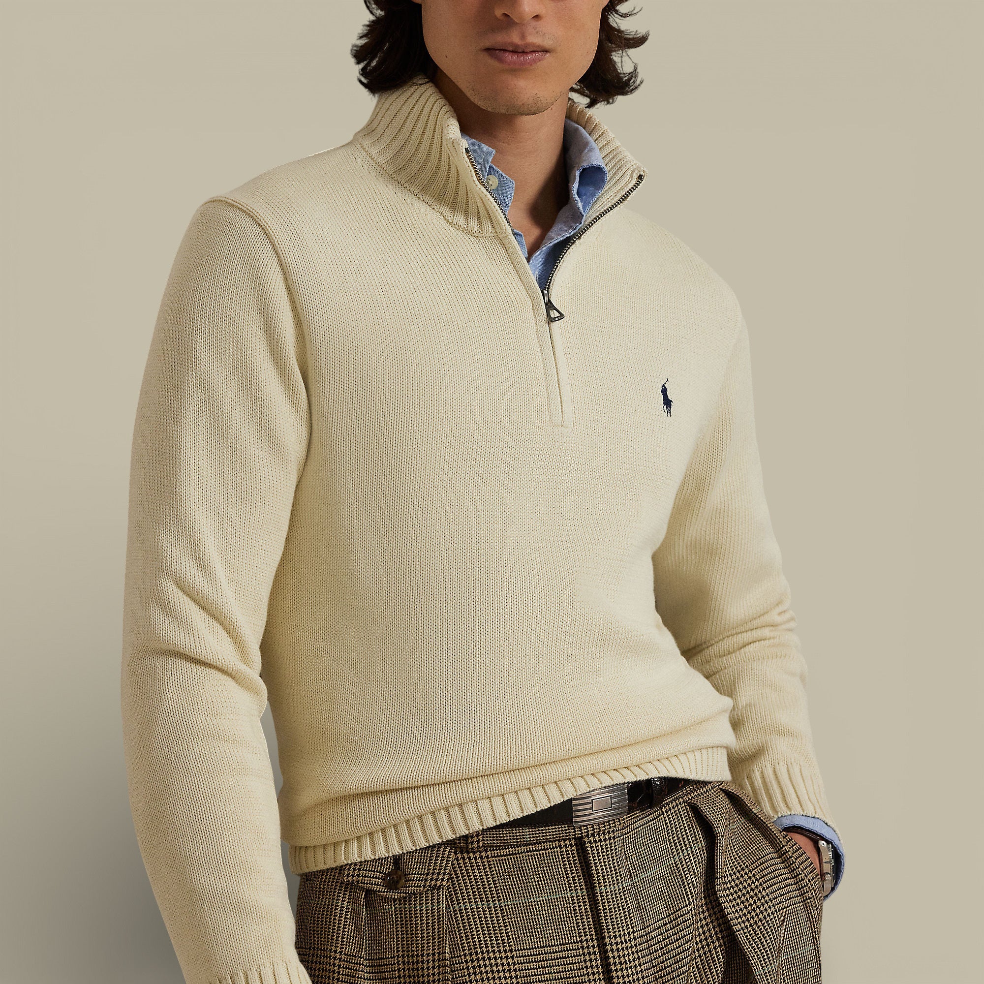 Pull Ralph lauren Beige - Col Camionneur - Pull
