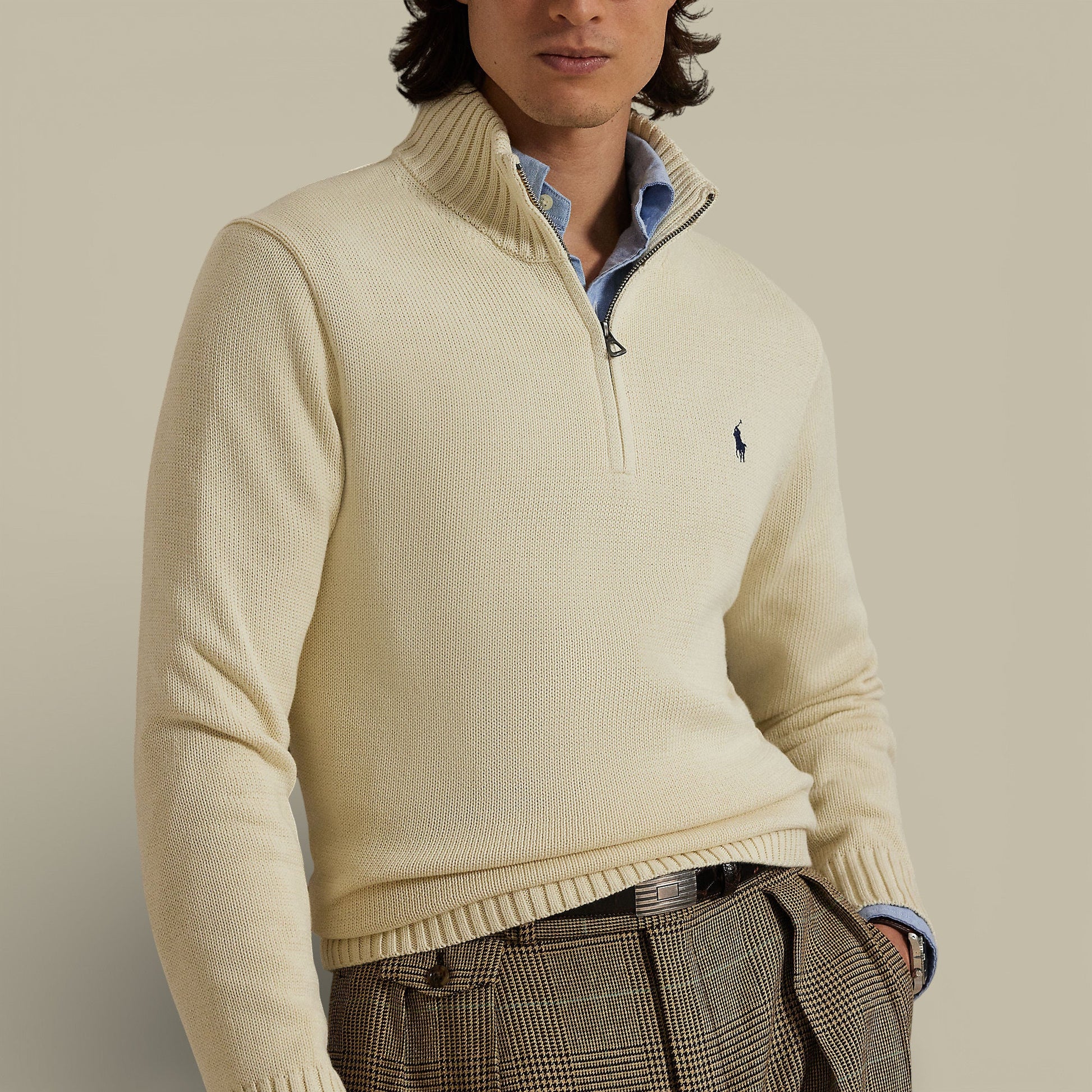 Pull Ralph lauren Beige - Col Camionneur - Pull