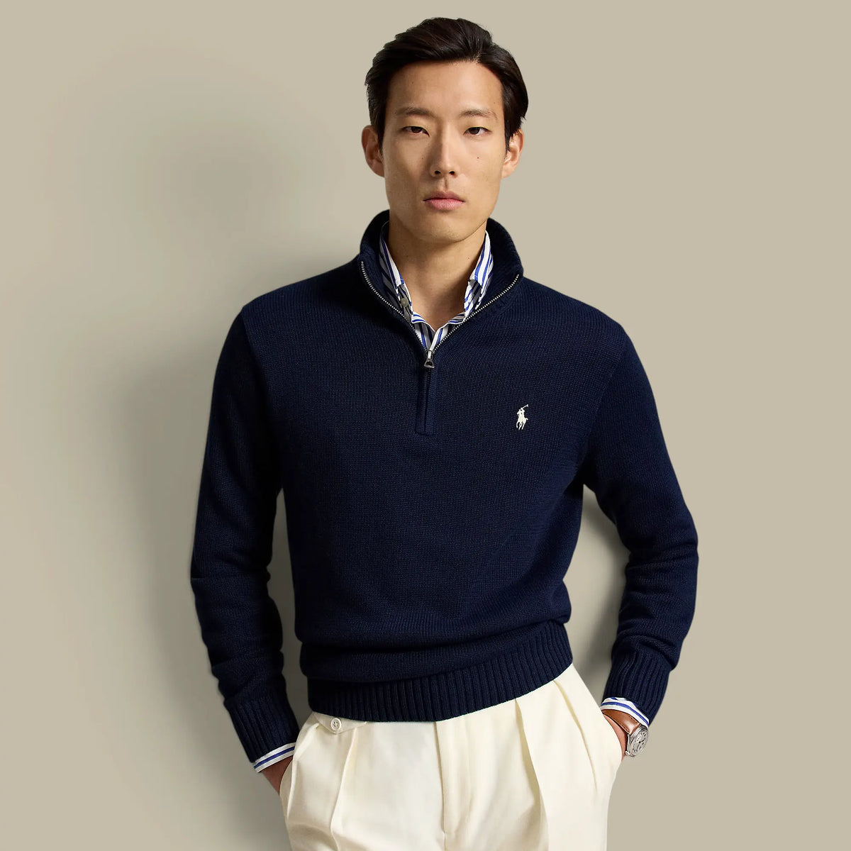 Pull Ralph lauren Bleu Marine - Col Camionneur Ralph Lauren