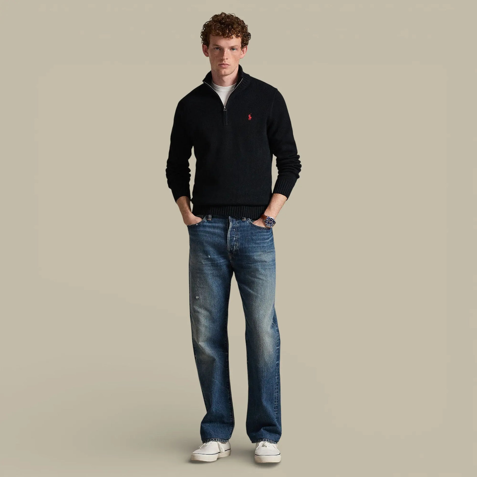 Pull Ralph lauren Noir - Col Camionneur - Pull