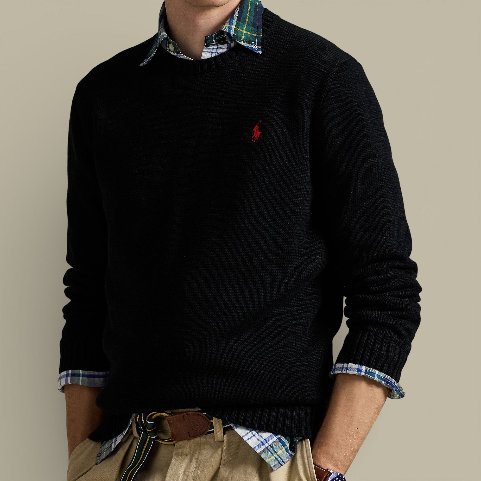 Pull Ralph Lauren Noir - Maille en Coton - Pull