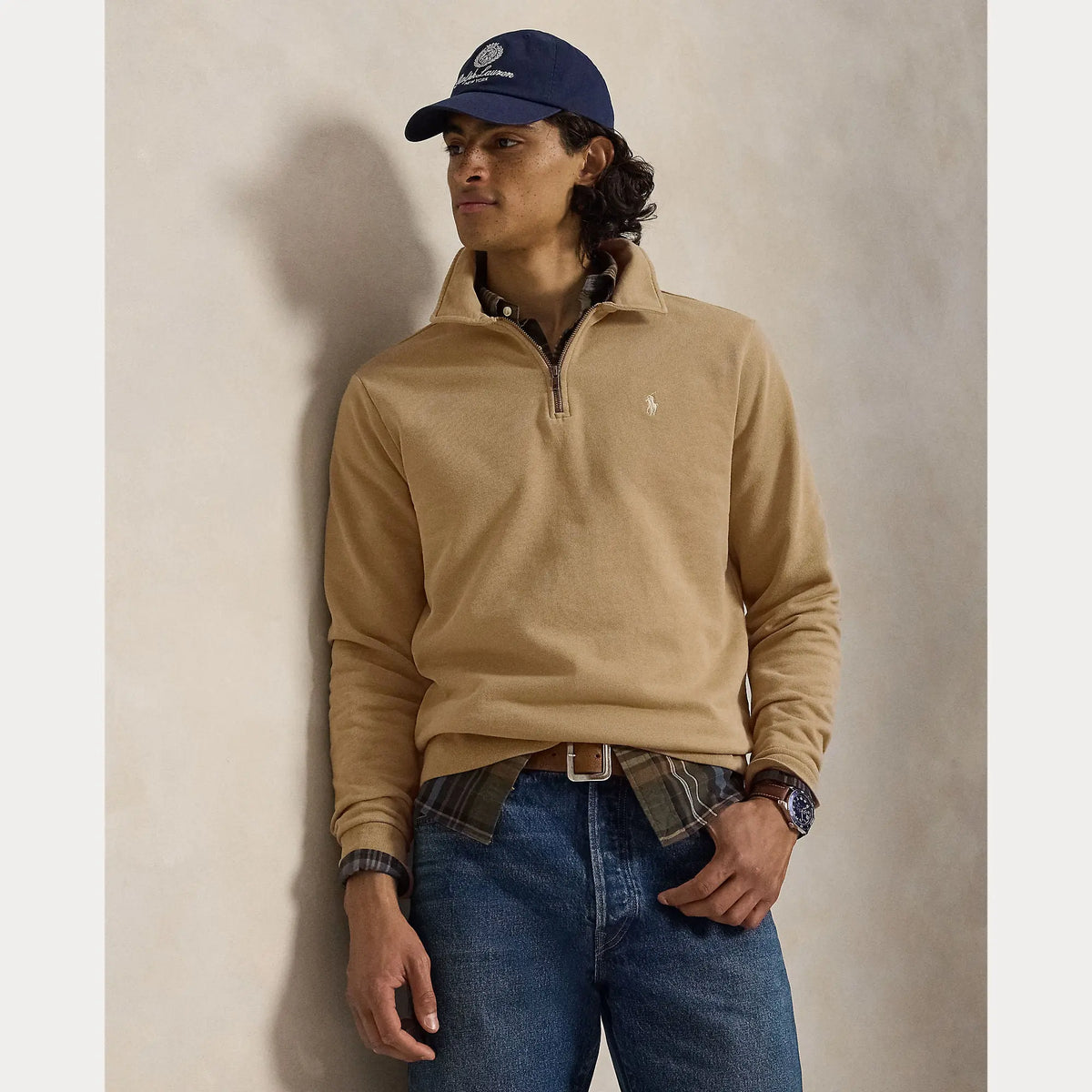 Pull Ralph Lauren Beige - SWEAT-SHIRT À QUART DE ZIP EN POLAIRE BOUCLÉE Ralph Lauren
