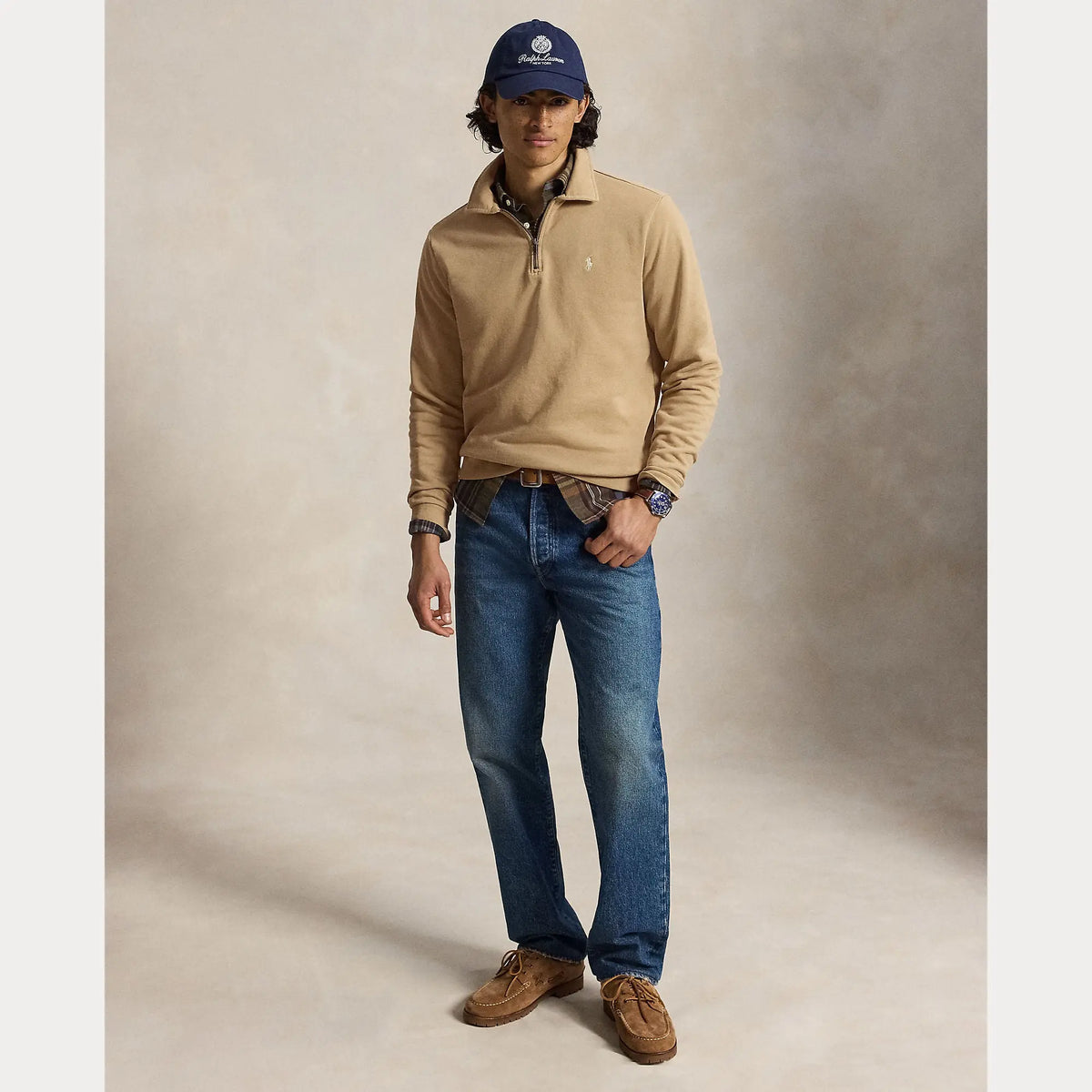 Pull Ralph Lauren Beige - SWEAT-SHIRT À QUART DE ZIP EN POLAIRE BOUCLÉE Ralph Lauren