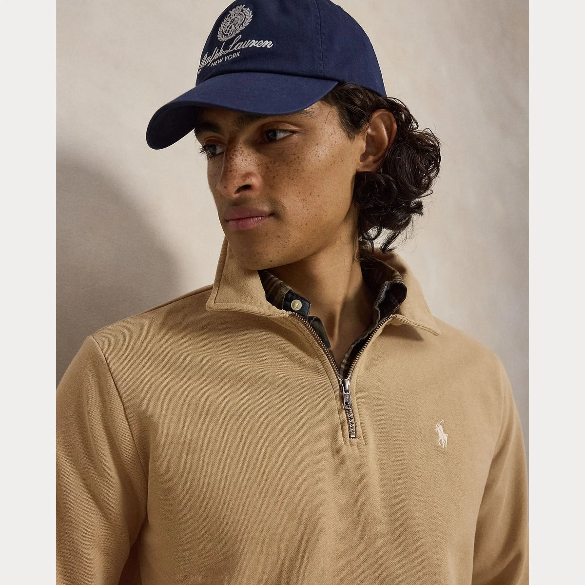 Pull Ralph Lauren Beige - SWEAT-SHIRT À QUART DE ZIP EN POLAIRE BOUCLÉE Ralph Lauren