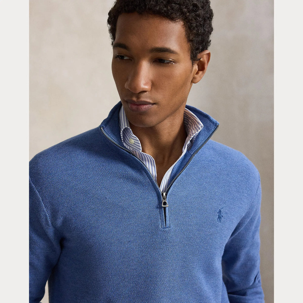 Pull Ralph Lauren Bleu - PULL EN COTON MAILLE À QUART DE ZIP Ralph Lauren